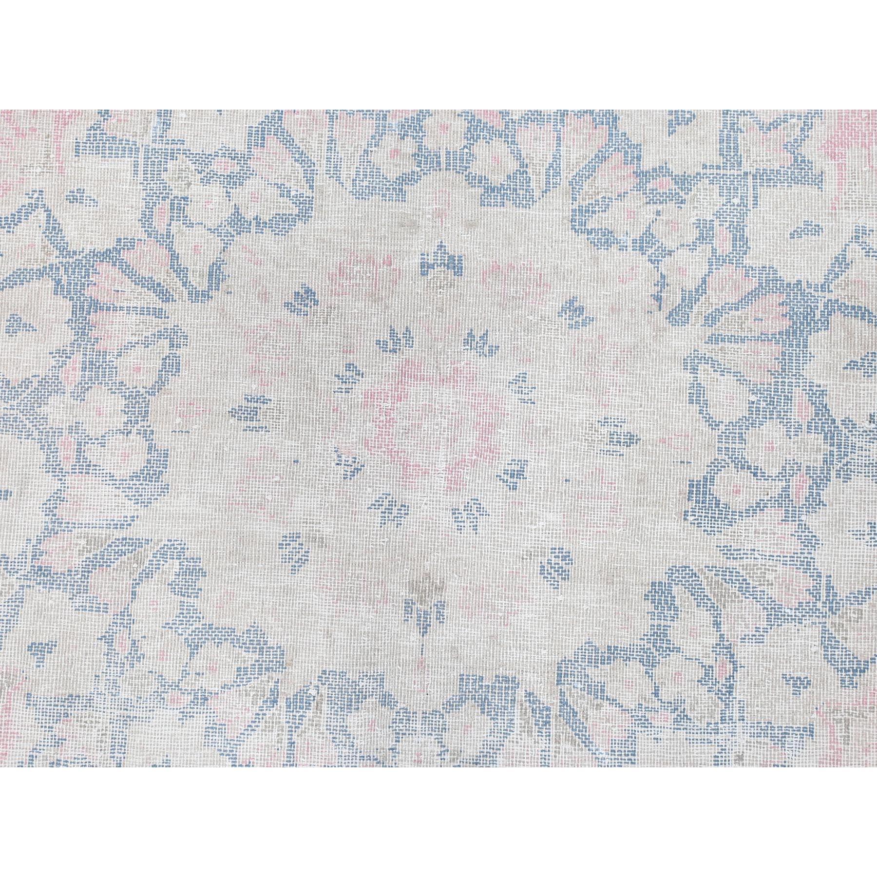 Soft Pink Vintage Persian Kerman Worn Wool Distressed Look Hand Knotted Rug For Sale 3