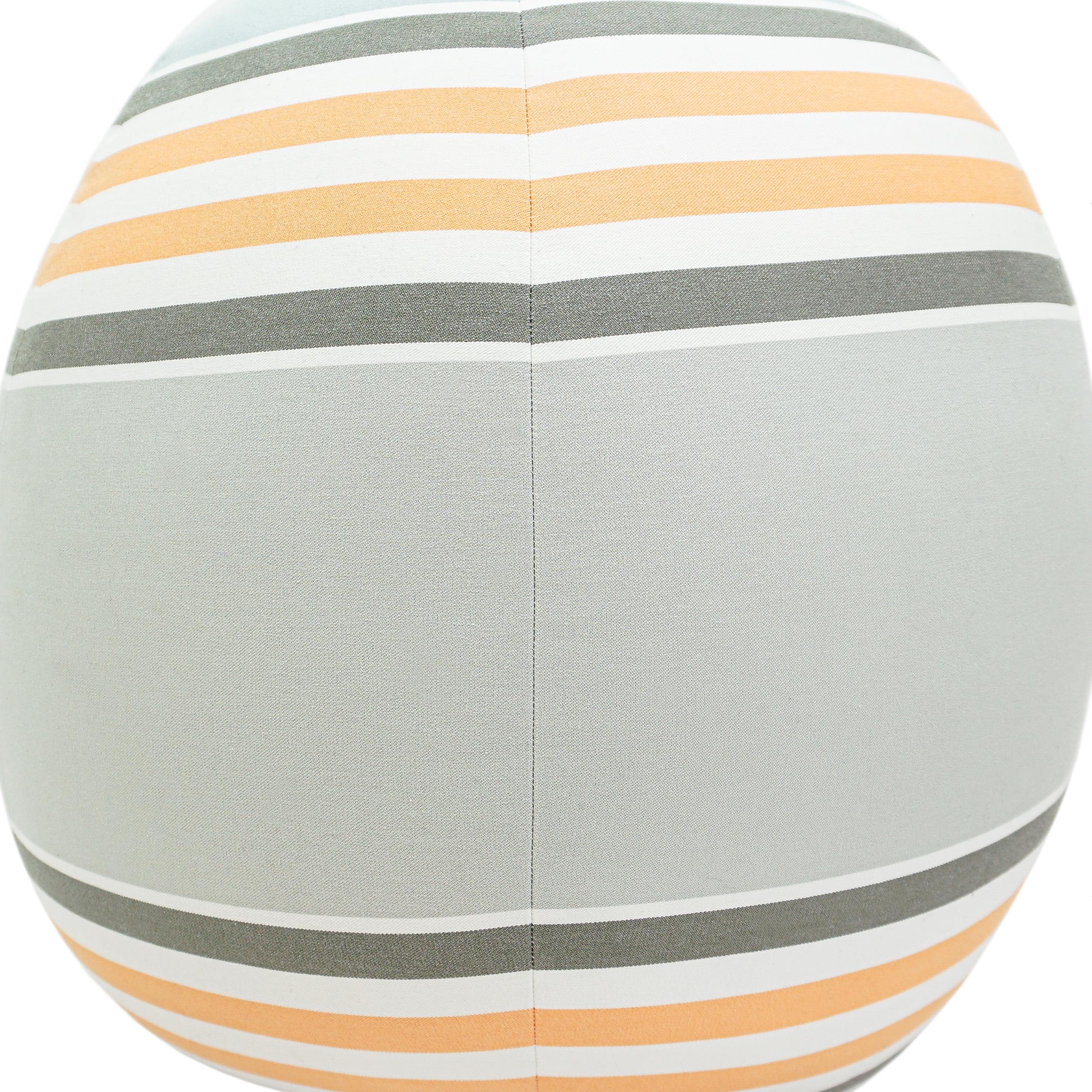 Soft Pouf Pillow with Pale Green White Orange Stripes For Sale 2