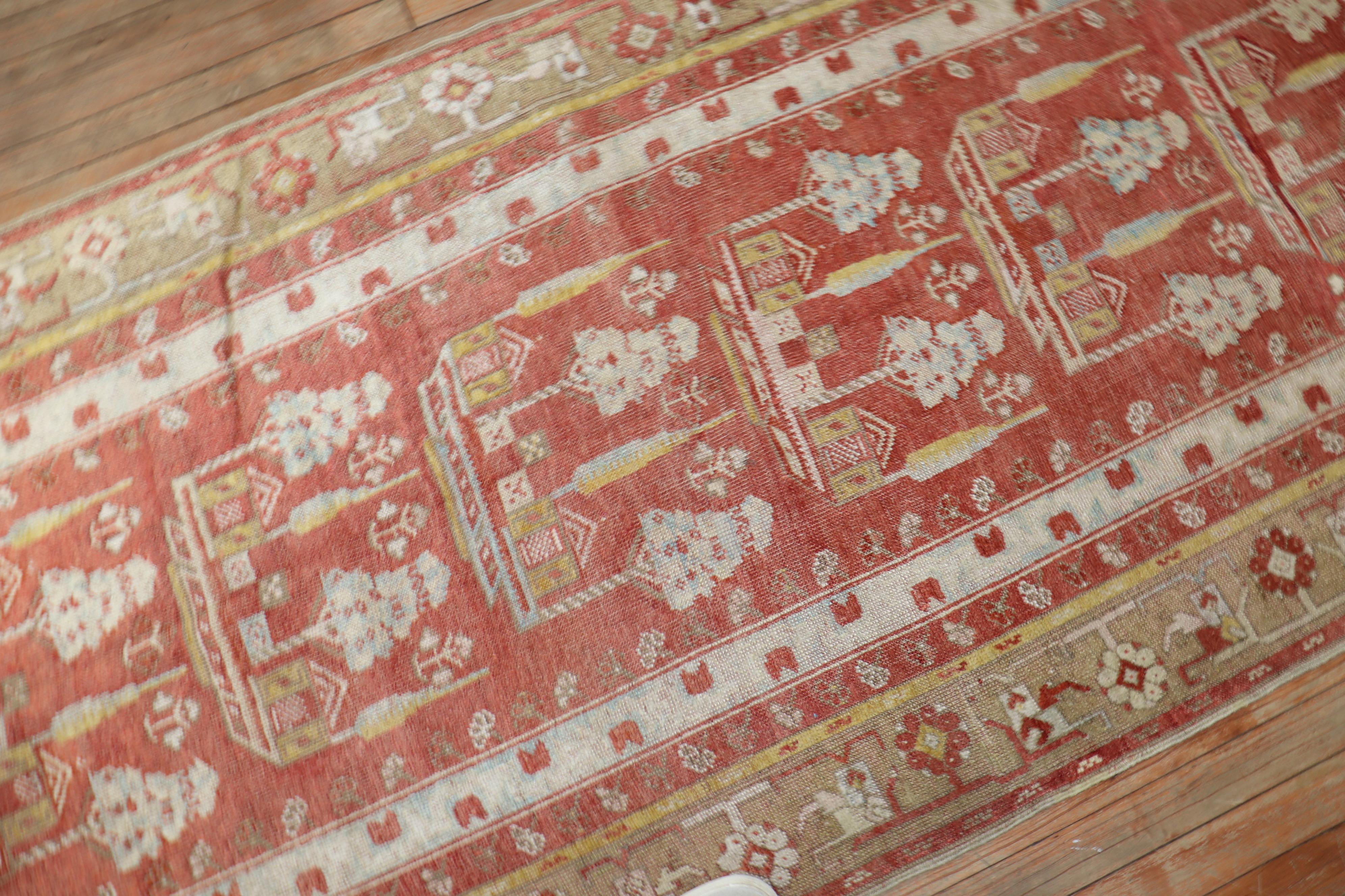 Tapis de couloir Melas turc ancien rouge doux du début du 20ème siècle en vente 2