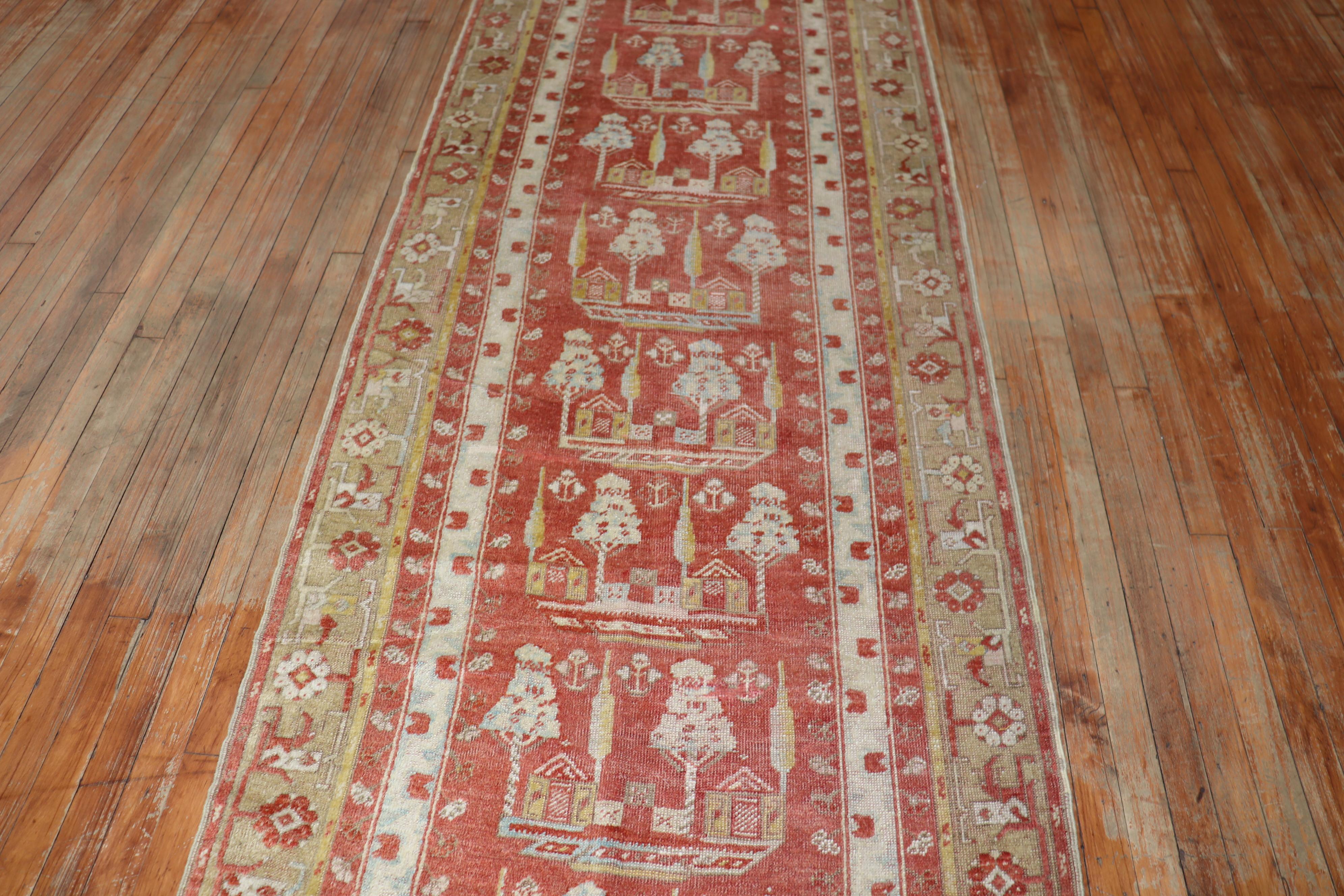 Tapis de couloir Melas turc ancien rouge doux du début du 20ème siècle en vente 1