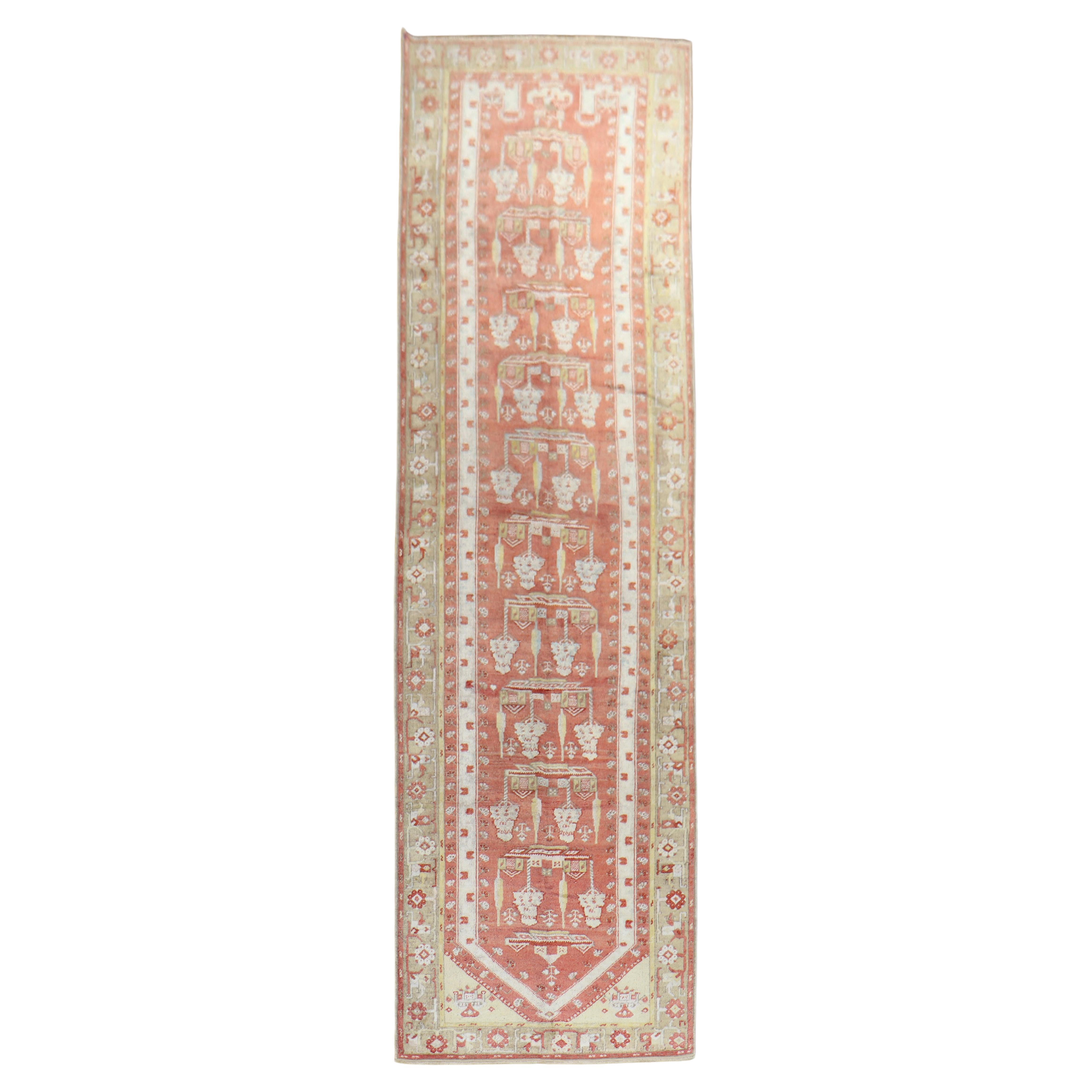 Soft Red Antique Turkish Melas Early 20th Century Runner