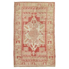 Soft Red Ivory Turkish Oushak Scatter Rug