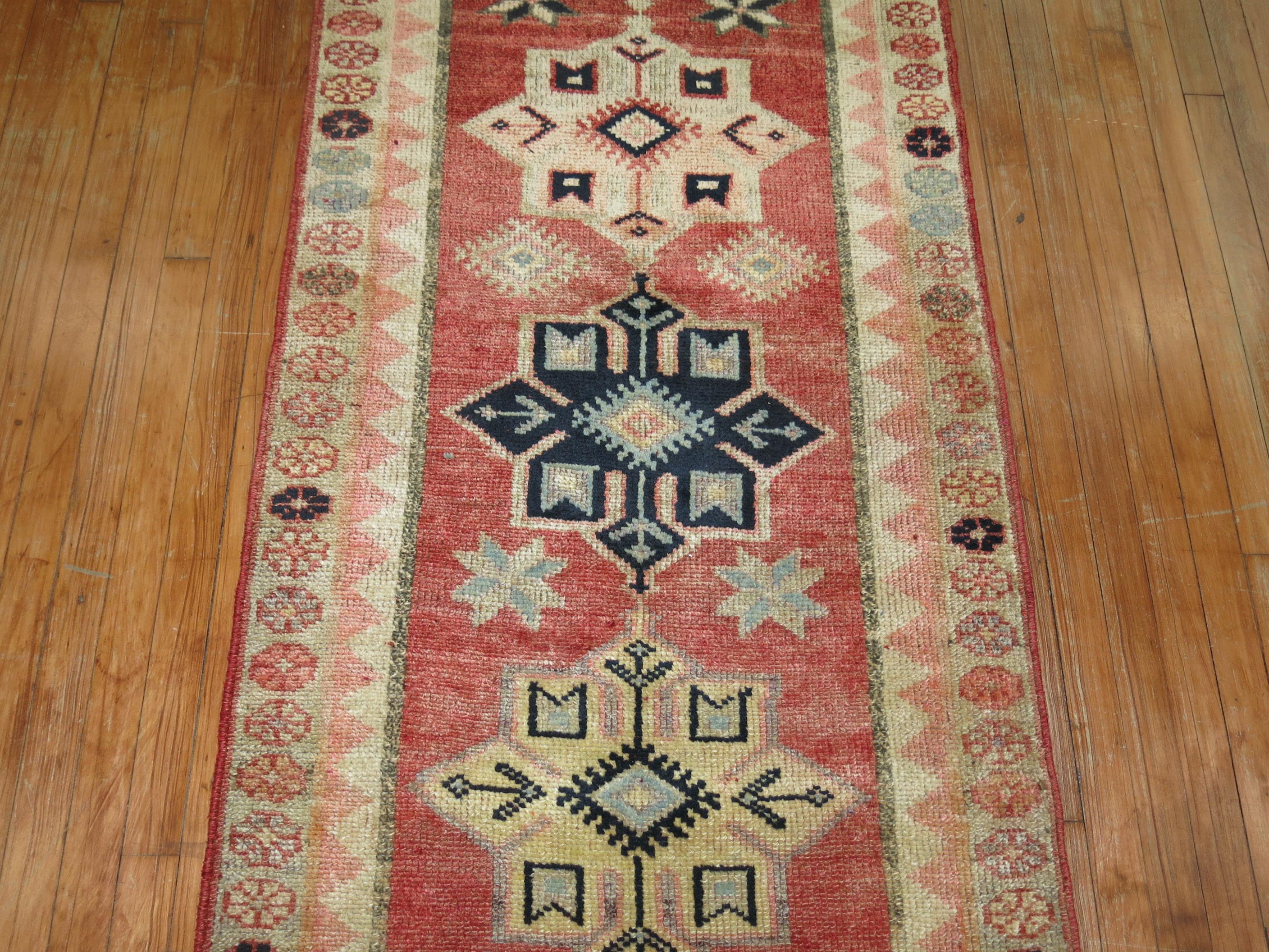 Hand-Woven Soft Red Turkish Anatolian Runner For Sale