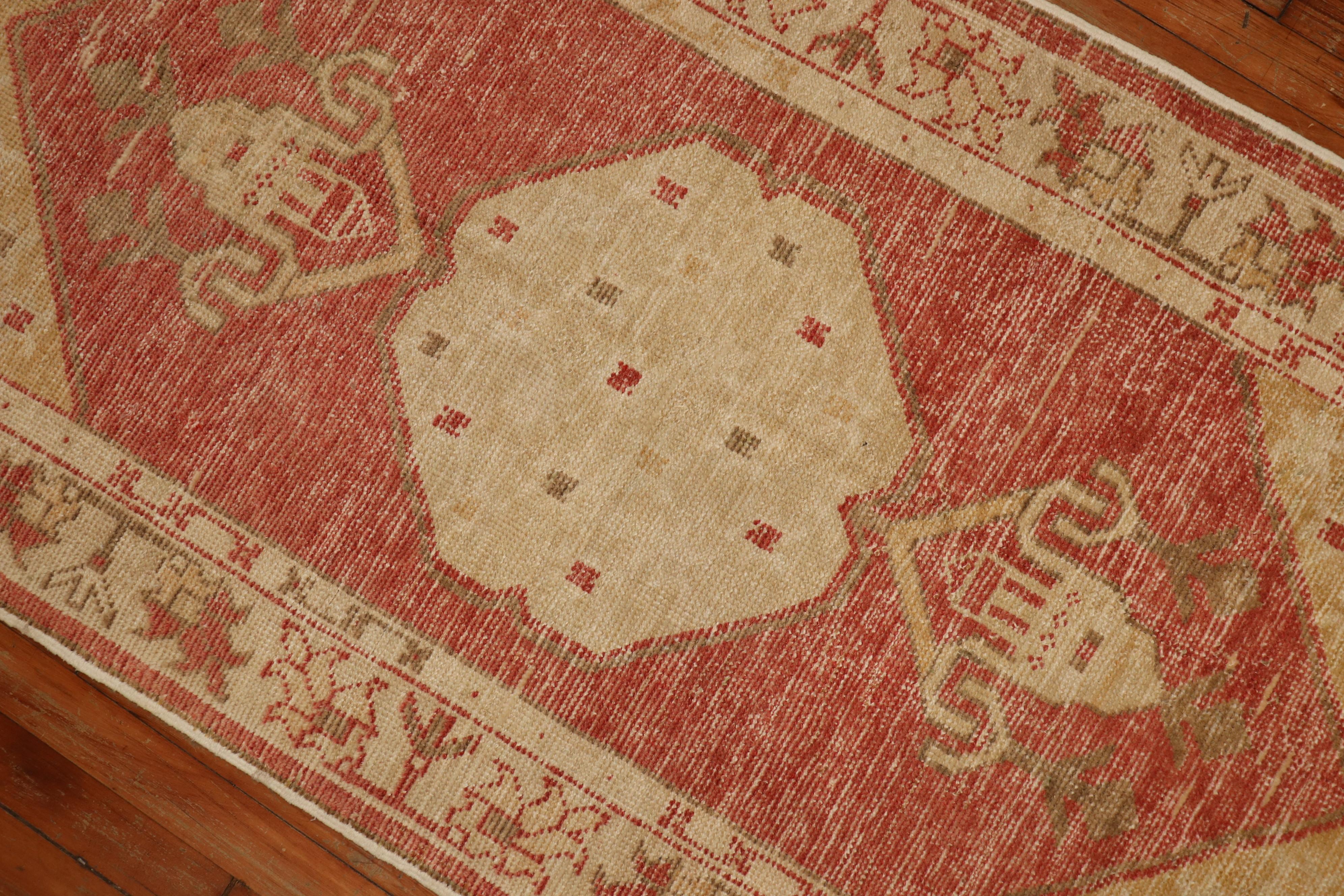 Soft Red Vintage Turkish Oushak Throw Rug, 20th Century In Good Condition In New York, NY