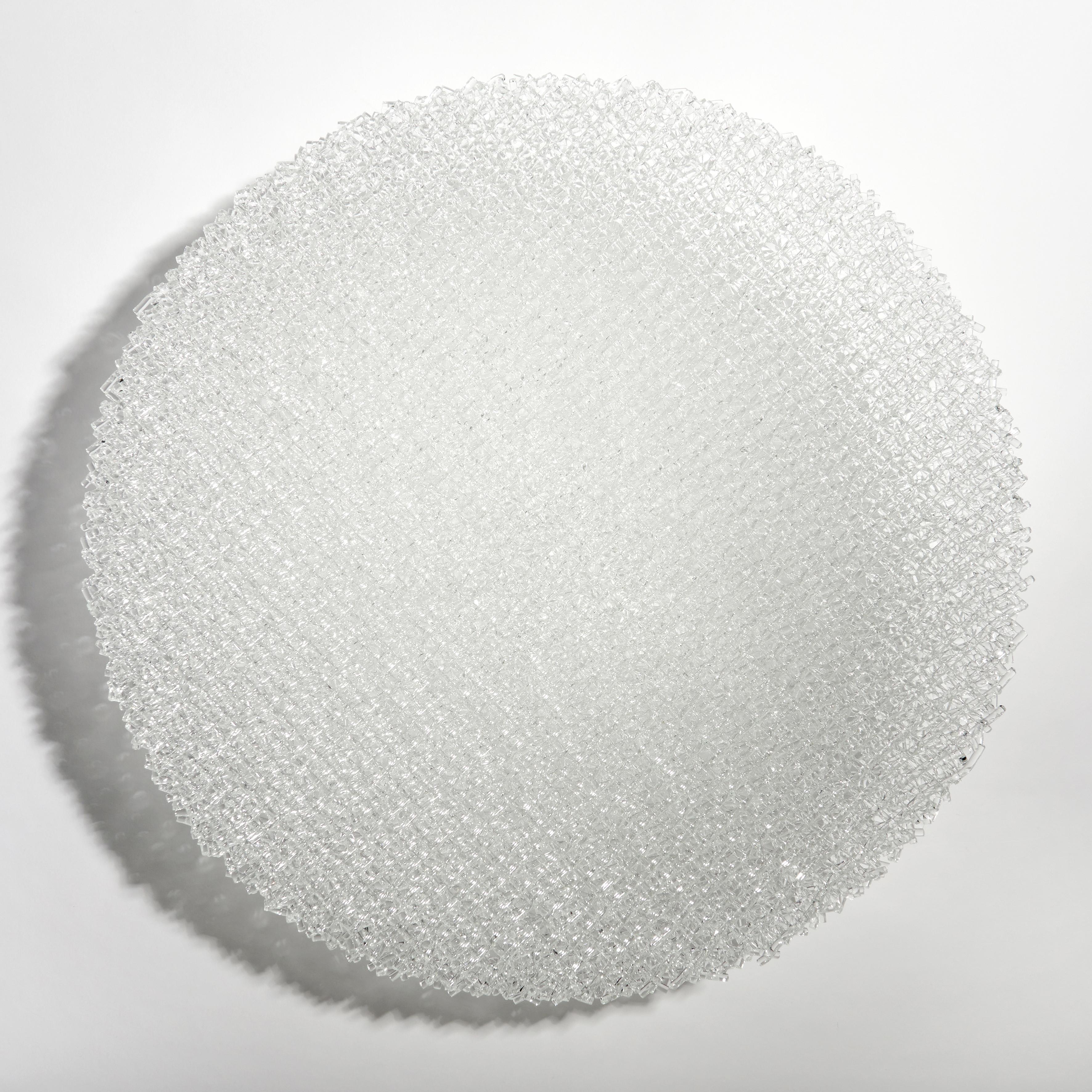 Organic Modern Soft Rime, a Unique Woven Clear Glass Sculptural Centrepiece by Cathryn Shilling