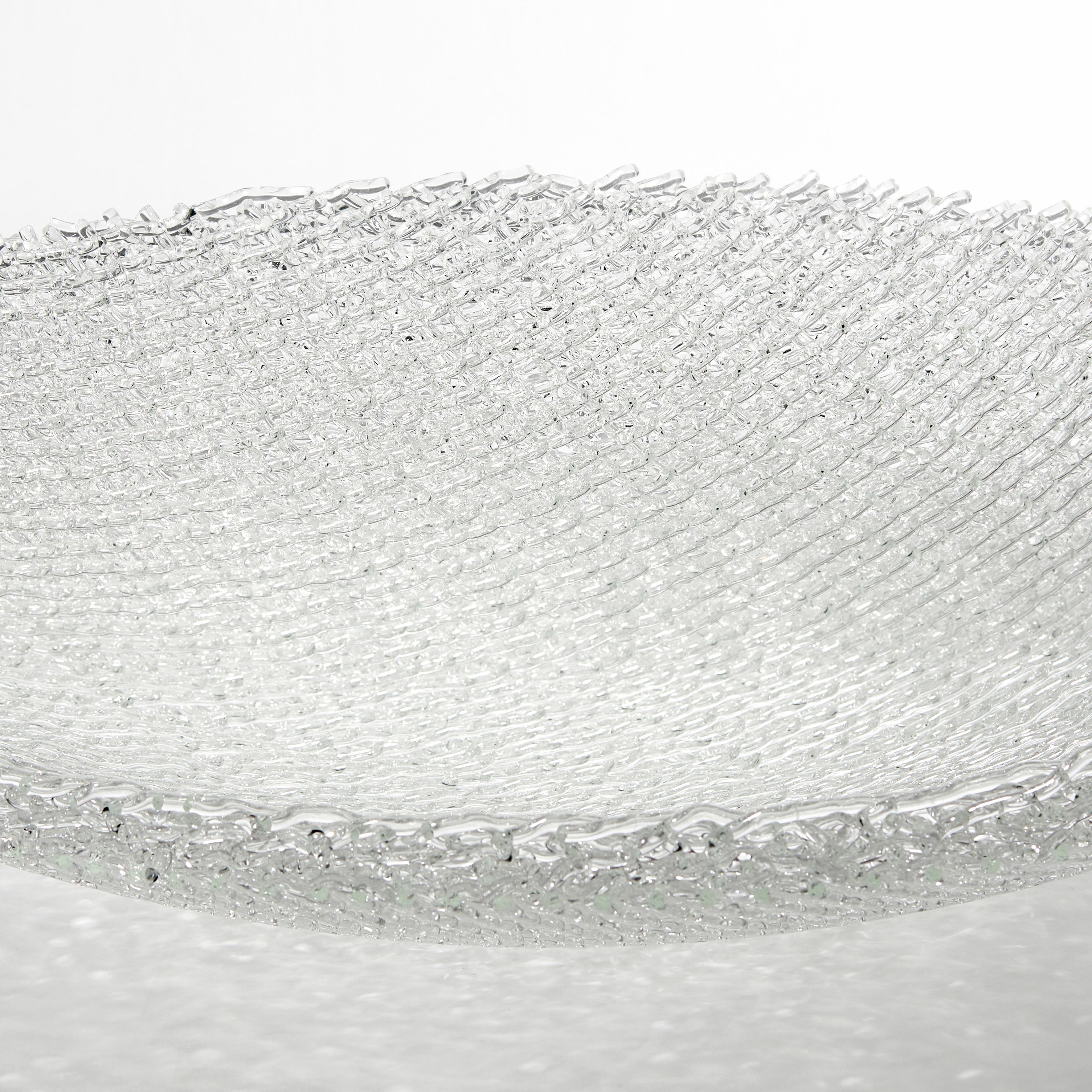 British Soft Rime, a Unique Woven Clear Glass Sculptural Centrepiece by Cathryn Shilling