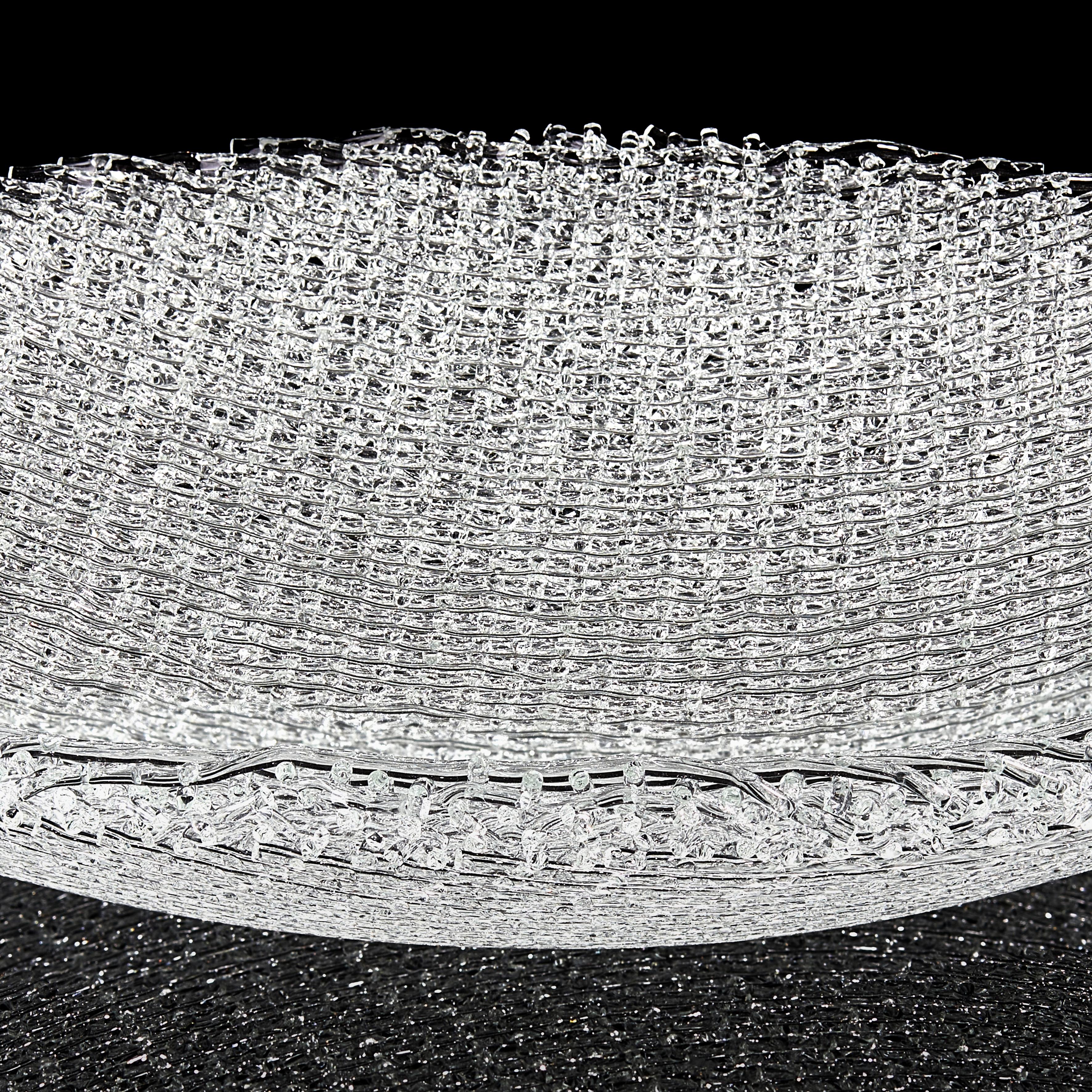 Contemporary Soft Rime, a Unique Woven Clear Glass Sculptural Centrepiece by Cathryn Shilling