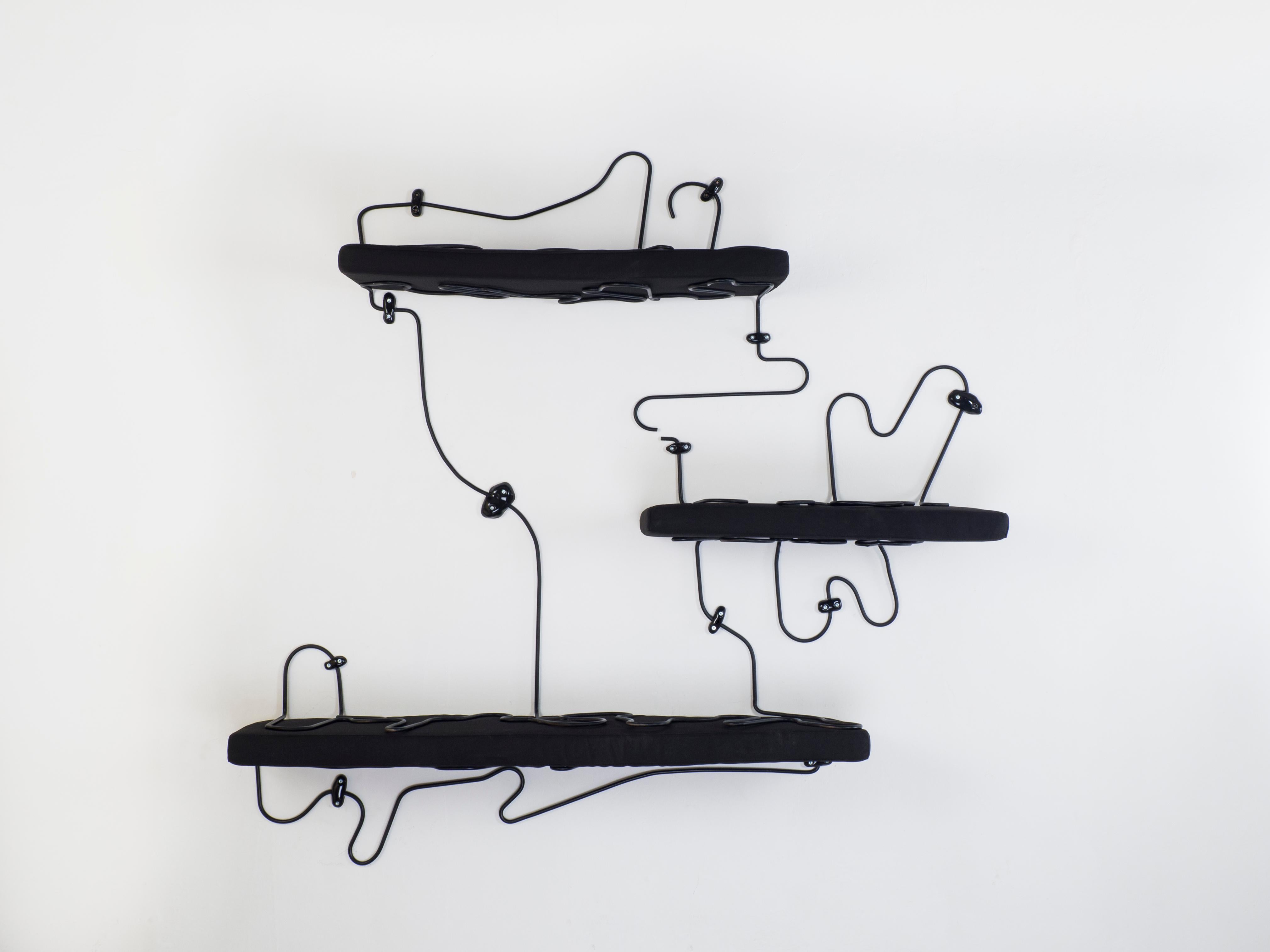 Soft shelves black by Manon Ritaly
Dimensions: 180 x 170 x 30 cm
Materials: Steel, fabric, foam, ceramic


Manon Ritaly, Designer - Visual artist, dreamer exercises her practice in Paris where she explores new ways of interacting with objects