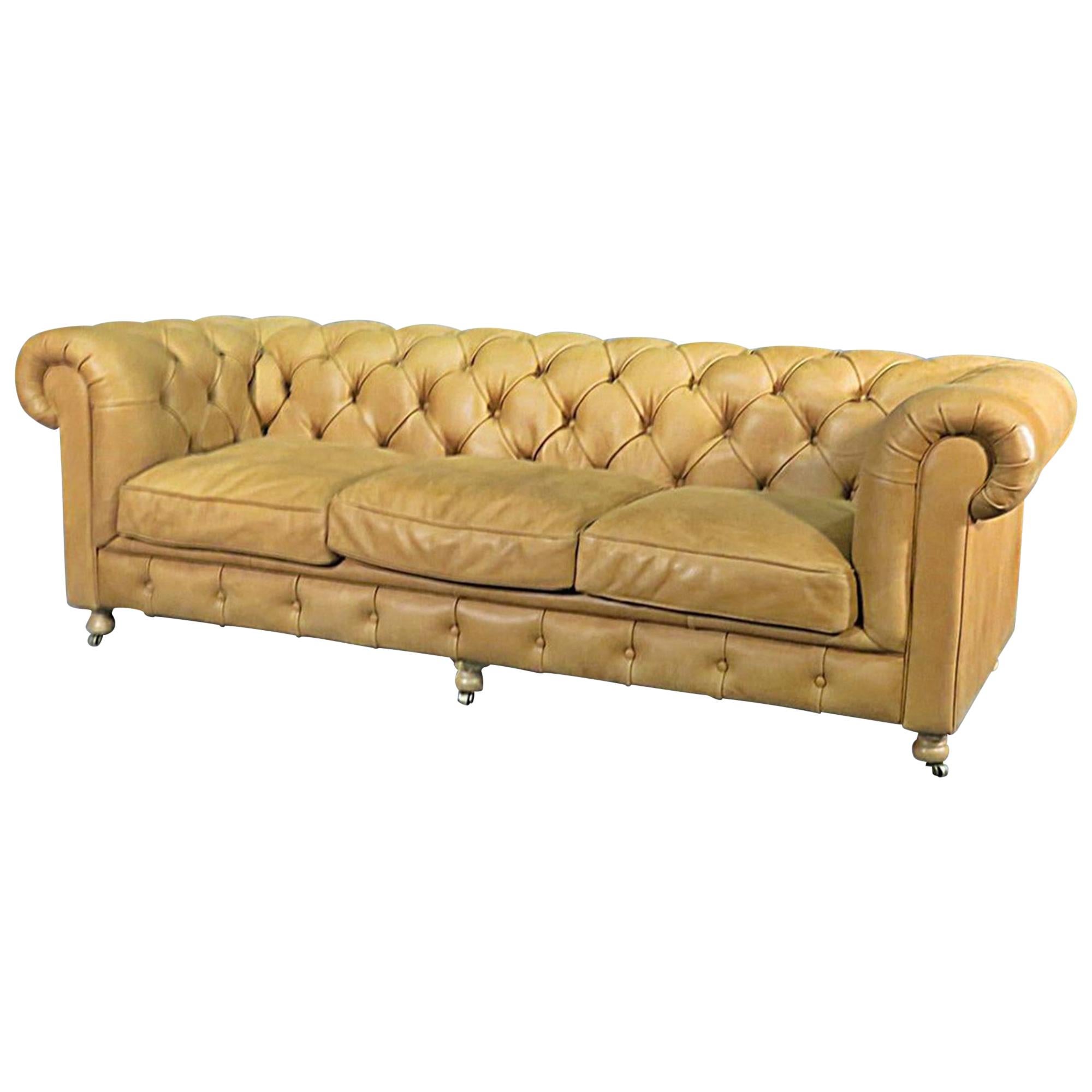 Soft Supple Genuine Top Grain Leather English Chesterfield Sofa Couch at 1stDibs top grain