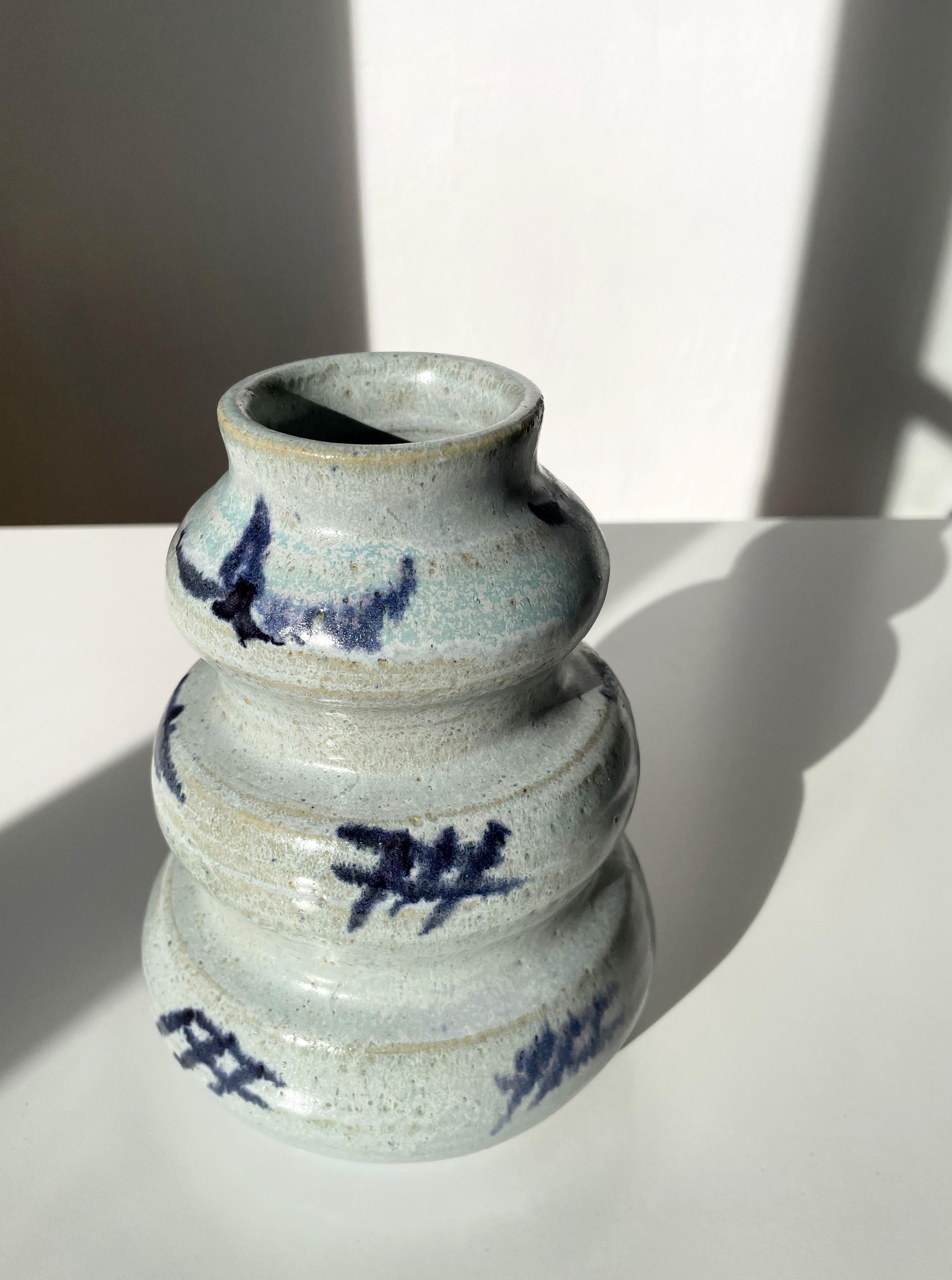 1980s Soft Tiered Light Blue Ceramic Vase In Good Condition For Sale In Copenhagen, DK