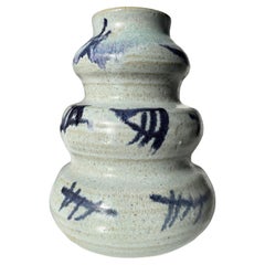 Retro Soft Tiered Light Blue Ceramic Vase, 1980s