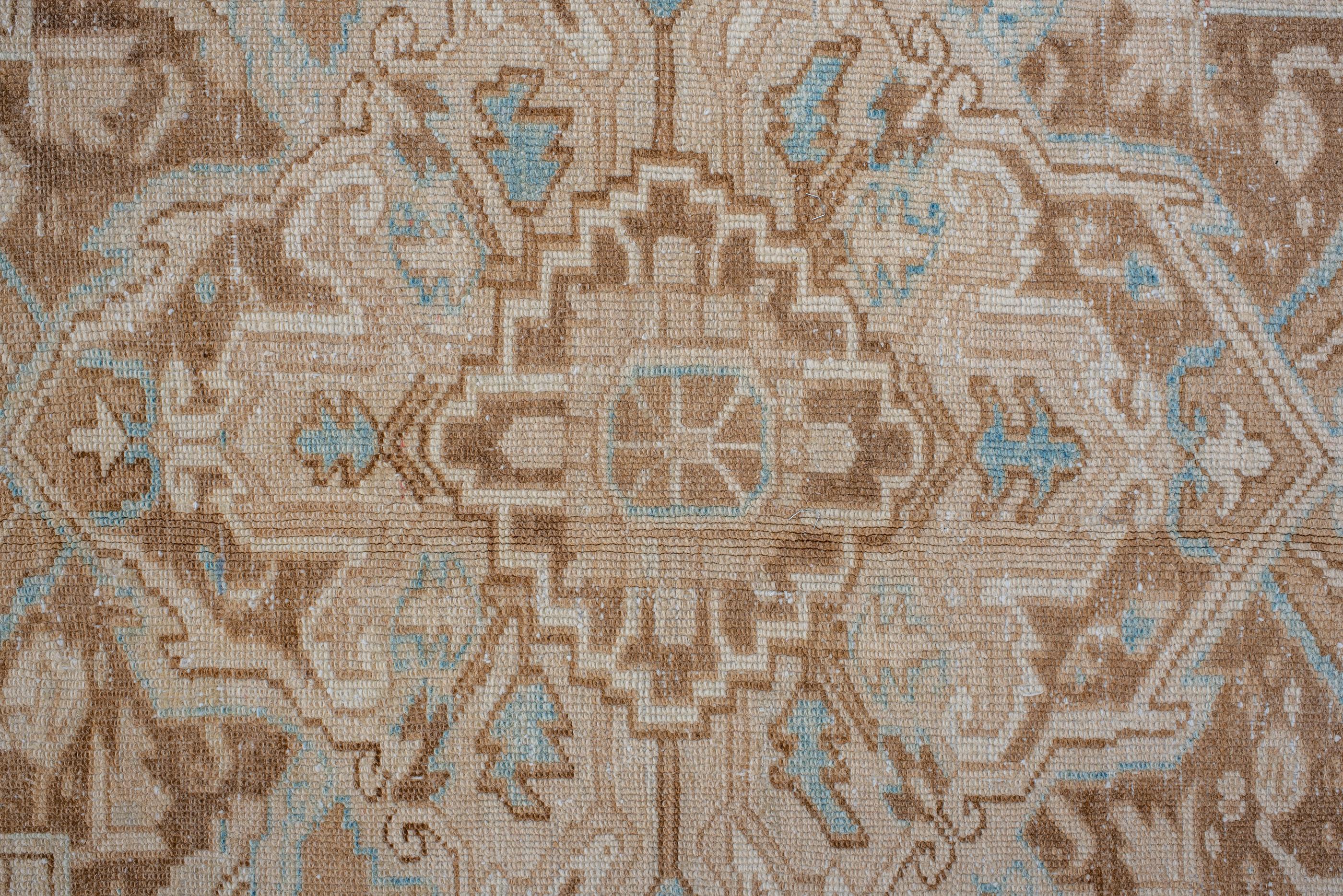 Hand-Knotted Soft Toned Antique Heriz  For Sale