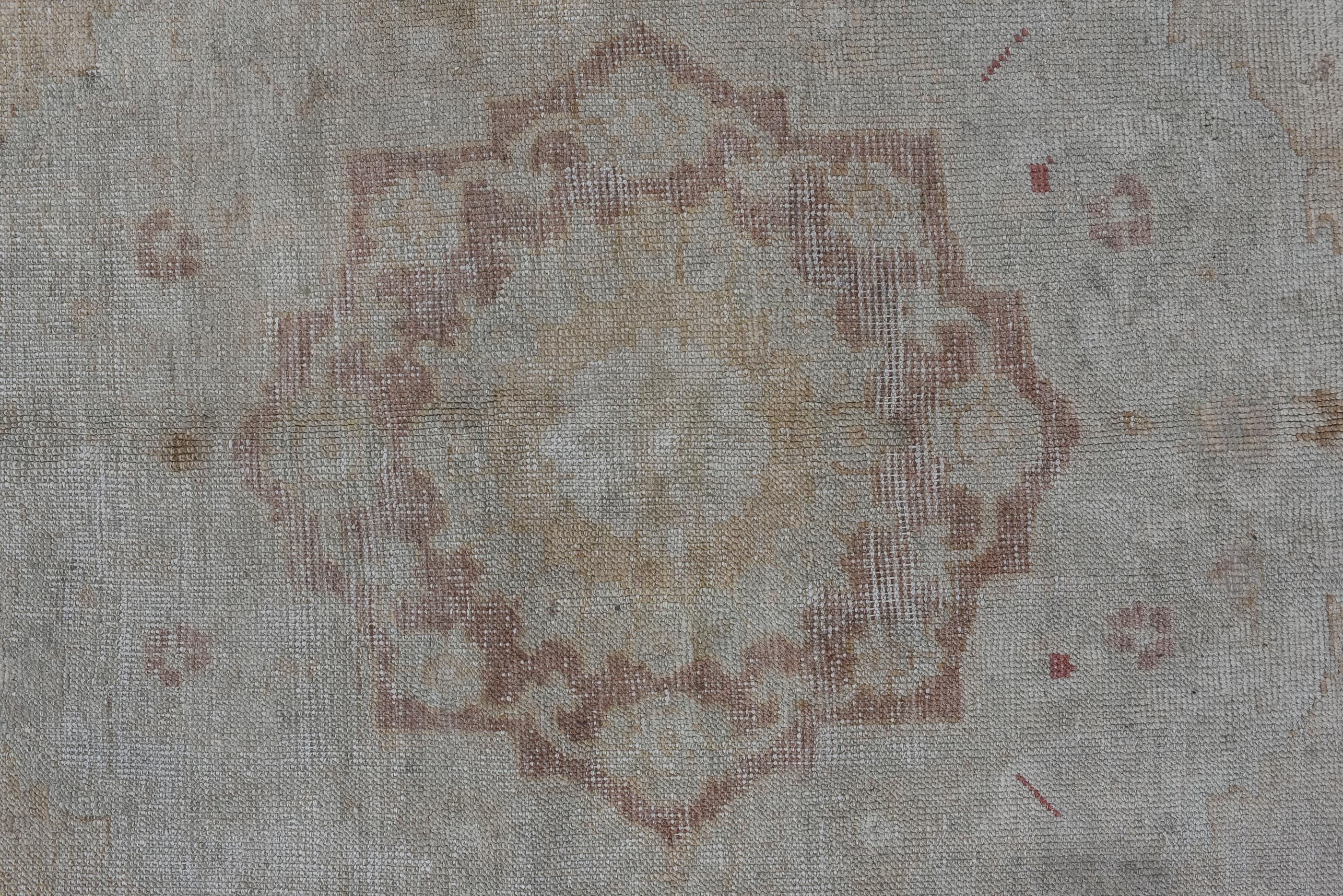 Soft Toned Turkish Oushak with Flower Designs In Fair Condition For Sale In New York, NY