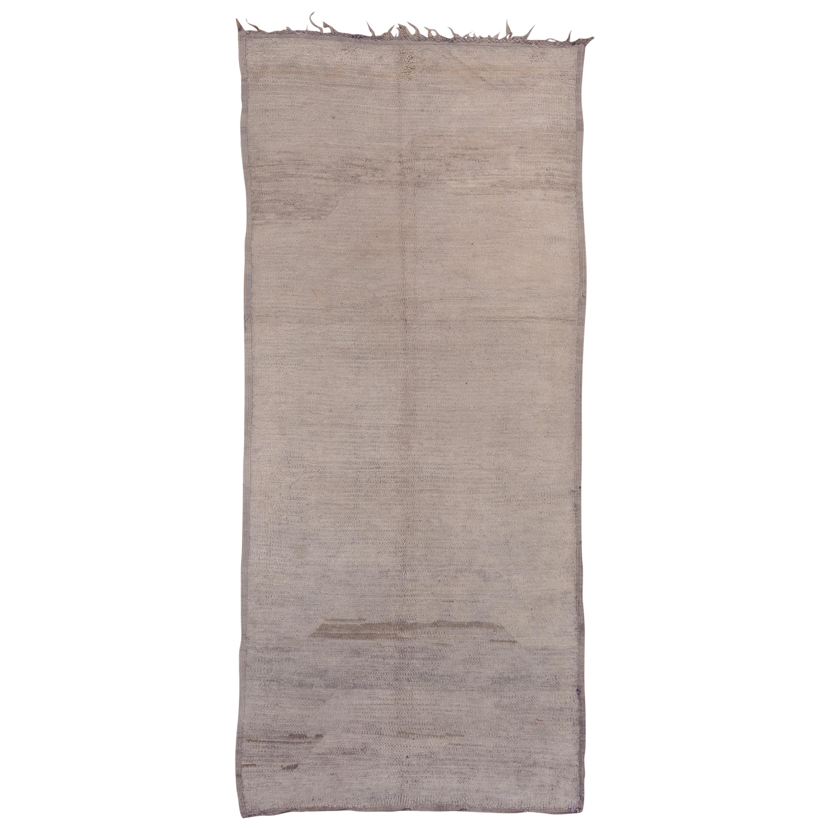 Soft Toned Vintage Moroccan Rug, Abrashed, Monochrome