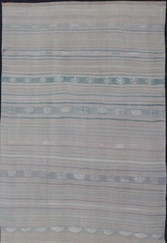 Soft-Toned Vintage Turkish Kilim Runner With Pastel Stripes 4'10"X14'5"