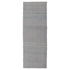 Soft-Toned Vintage Turkish Kilim Runner With Pastel Stripes 4'10"X14'5"