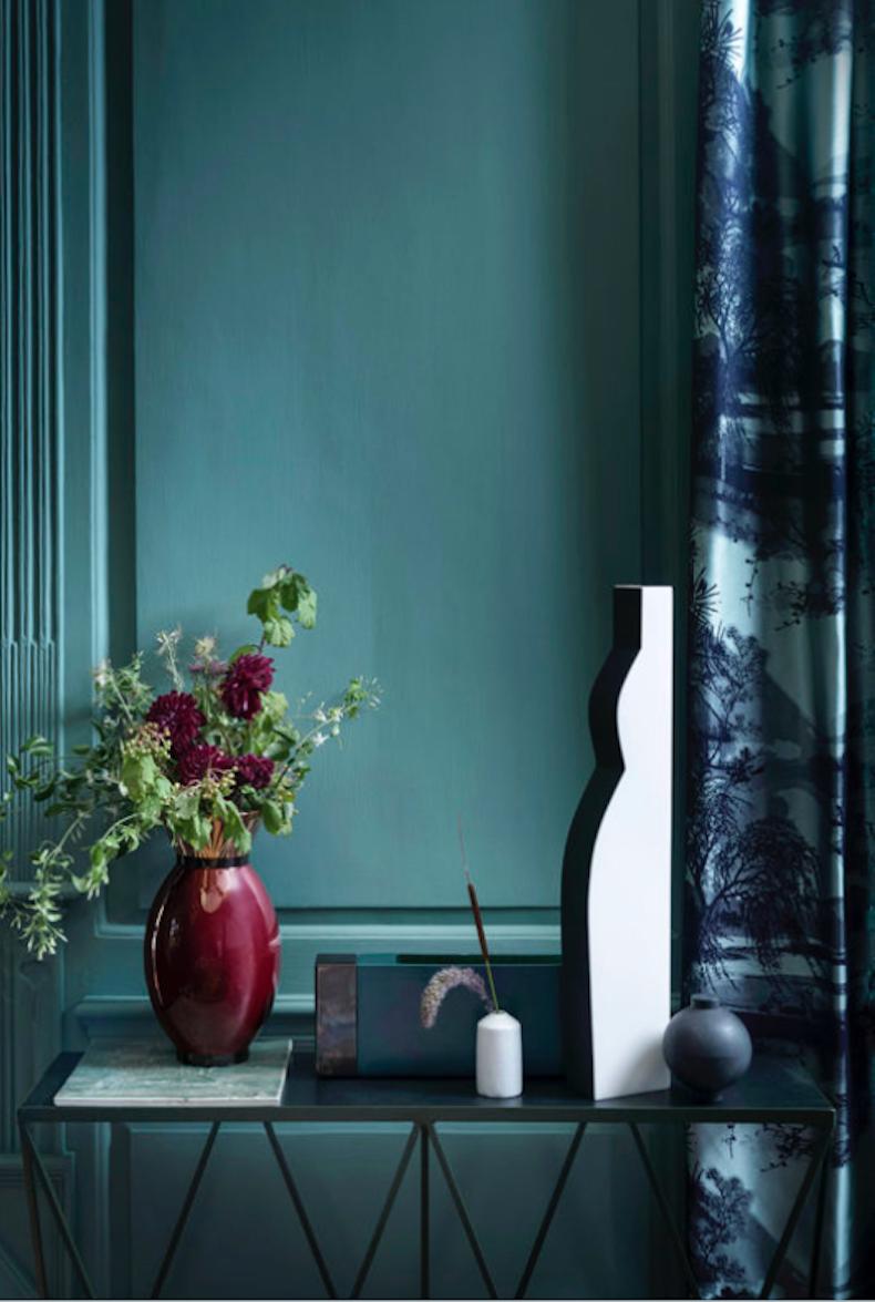 Table console girafe turquoise douce avec plateau en linoléum Linseed en vente 4