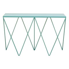 Soft Turquoise Giraffe Console Table with Linseed Linoleum Table Top