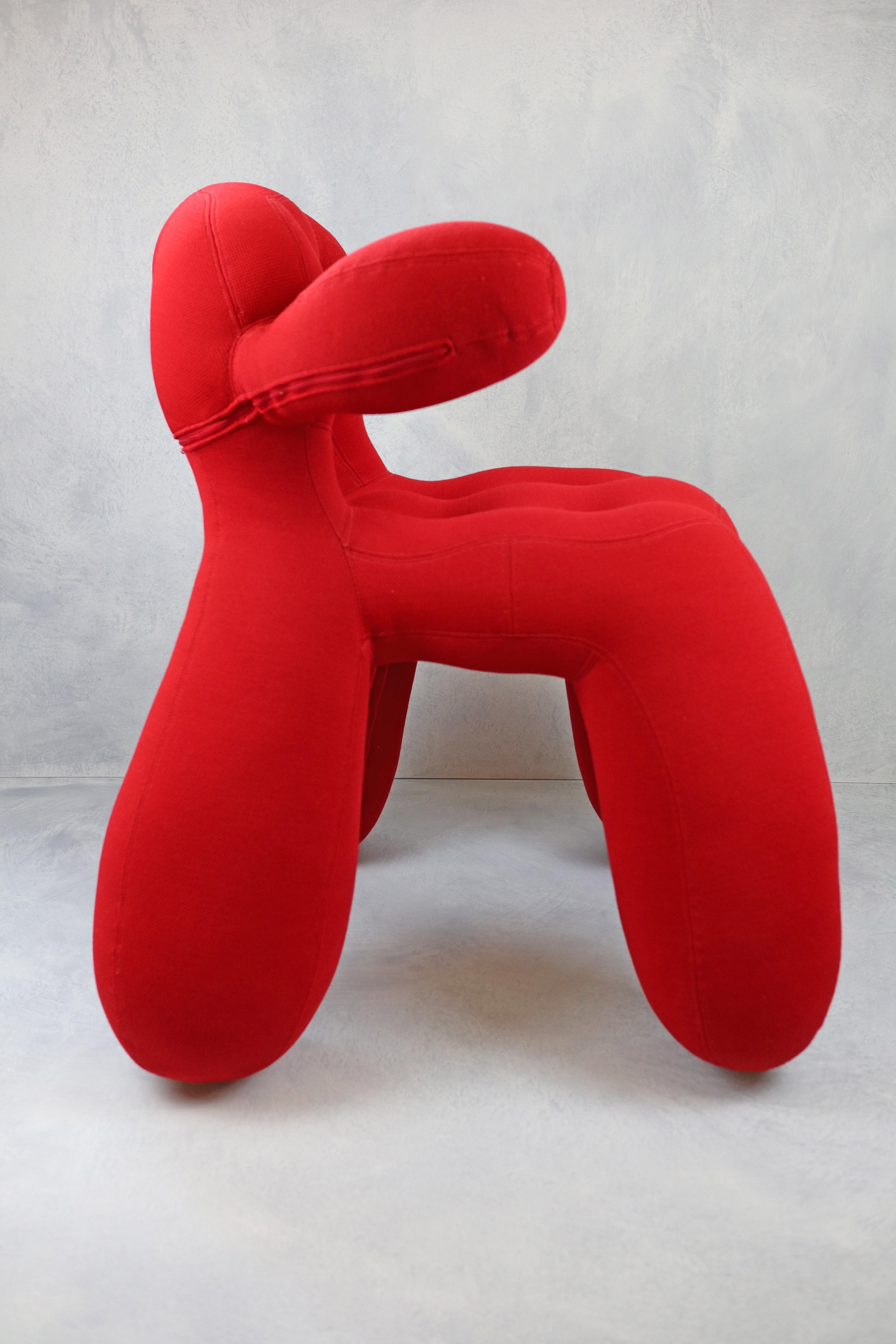 Soft Upholstered and Textile Covered 'Fat' Chair in Electric Red by Lambert Kamps is Presented by House On Mars

The ‘Fat chair’ is part of a satiricaly themed furniture collection, reflecting on the Western consumer society in the most comfortable,