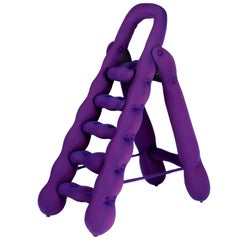 Soft Upholstered and Textile Covered 'Fat' Ladder in Blueberry Purple by Lambert