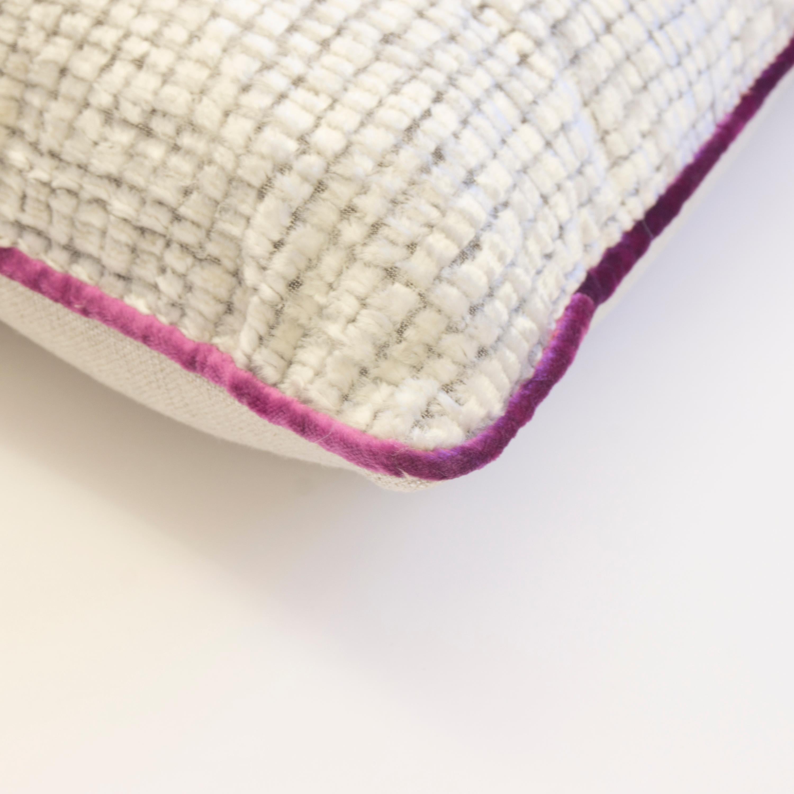 Soft Velvet Throw Pillows with Fuchsia Piping 2