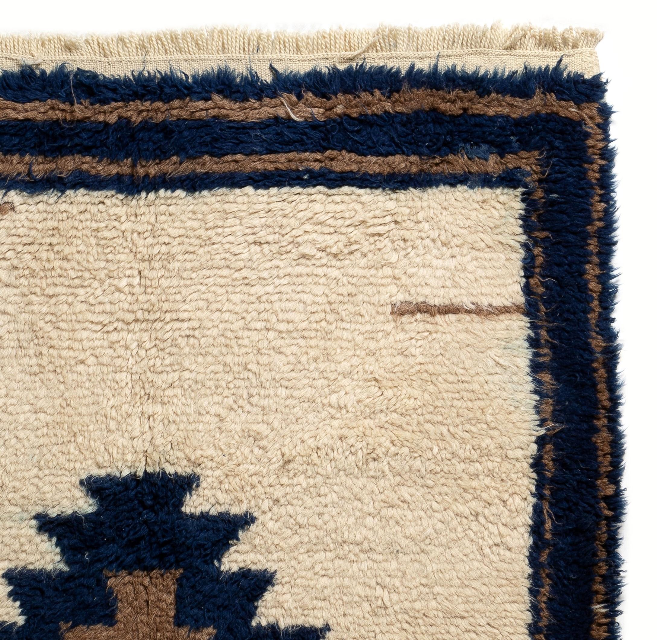 Hand-Knotted Soft Wool Tulu Rug, Simple Geometric Design Carpet, Custom Options Available For Sale
