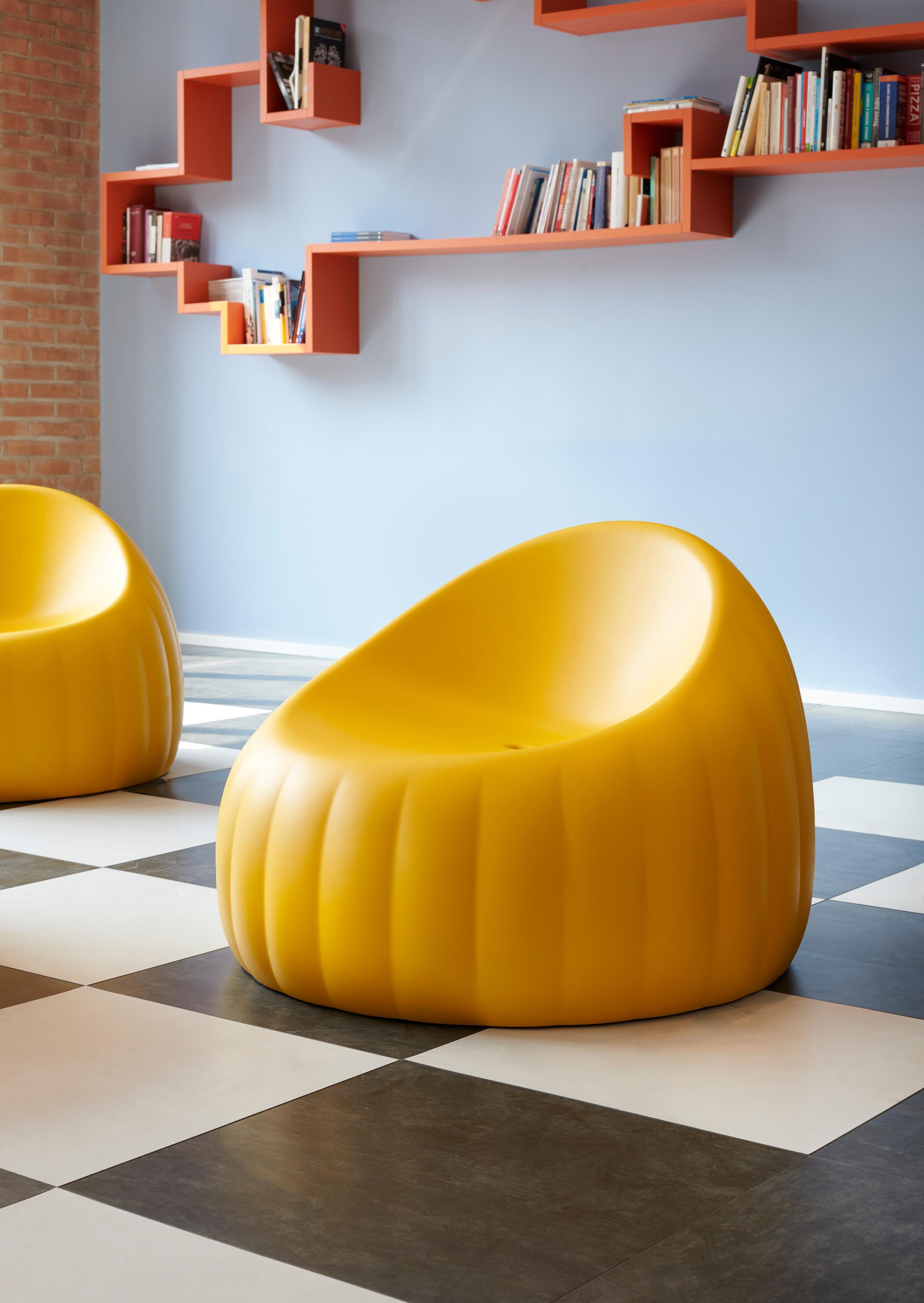 Post-Modern Soft Yellow Gelée Lounge Armchair by Roberto Paoli For Sale