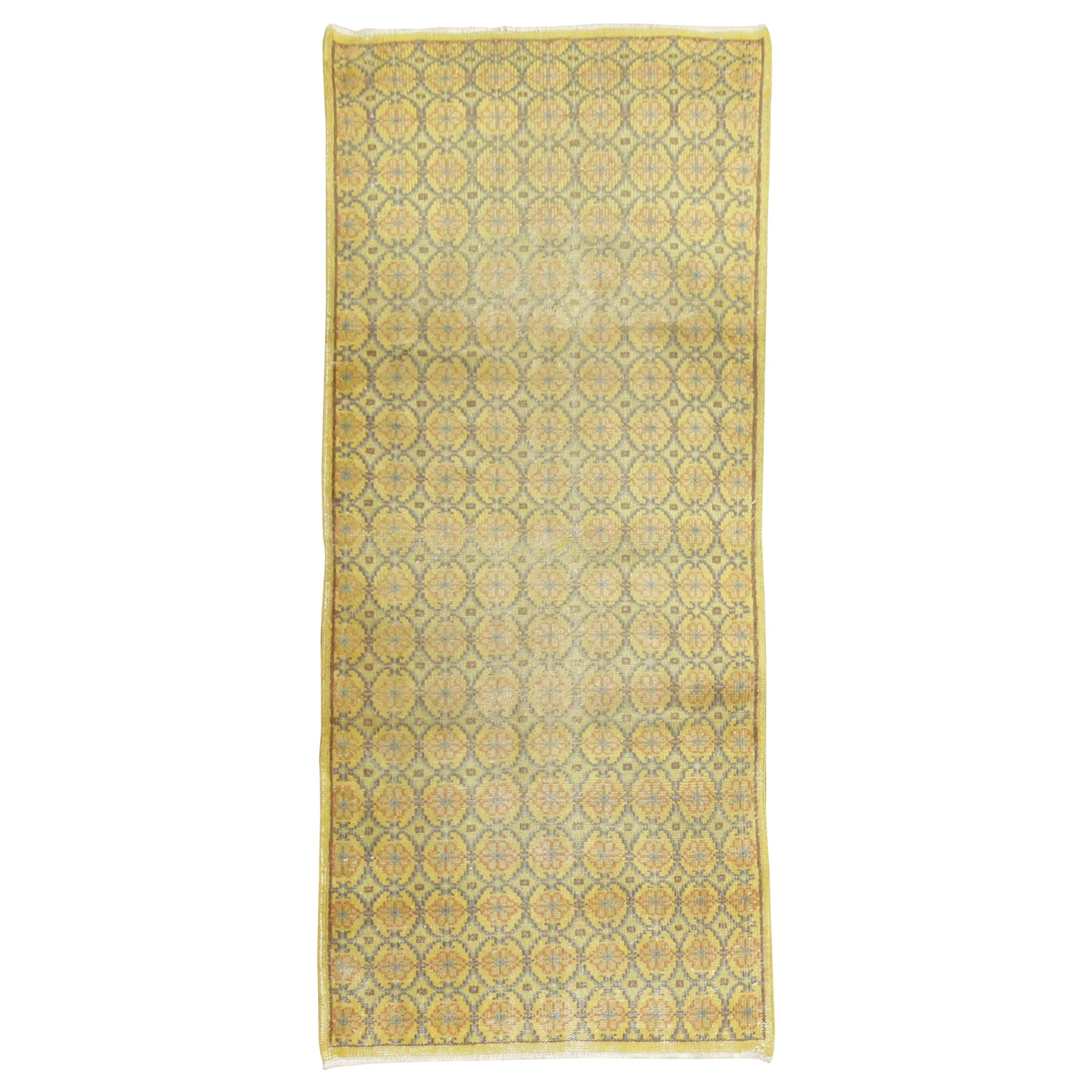 Soft Yellow Turkish Scatter Runner For Sale