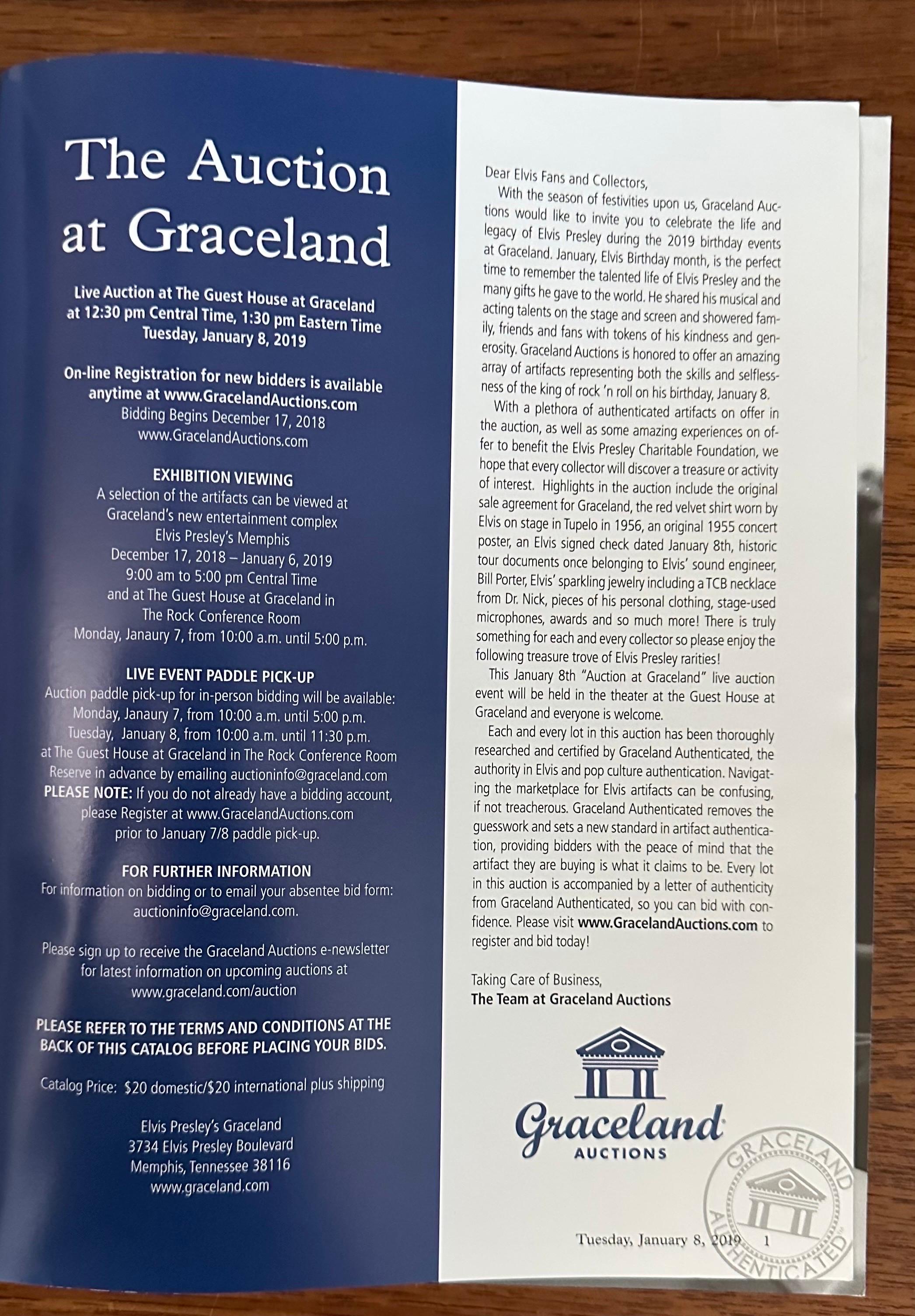 XXIe siècle et contemporain Programe « The Auction at Graceland » Elvis Presley 2018 en vente