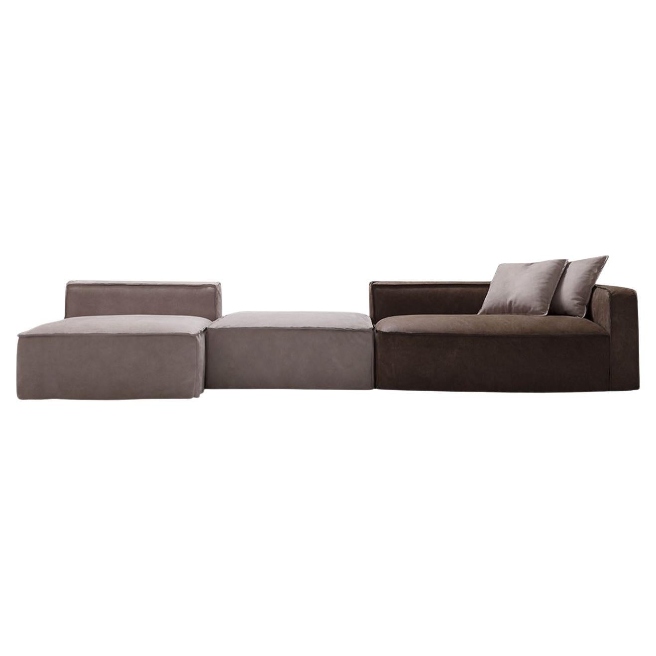Modulares Sofa in Weichbraun und Sand im Angebot