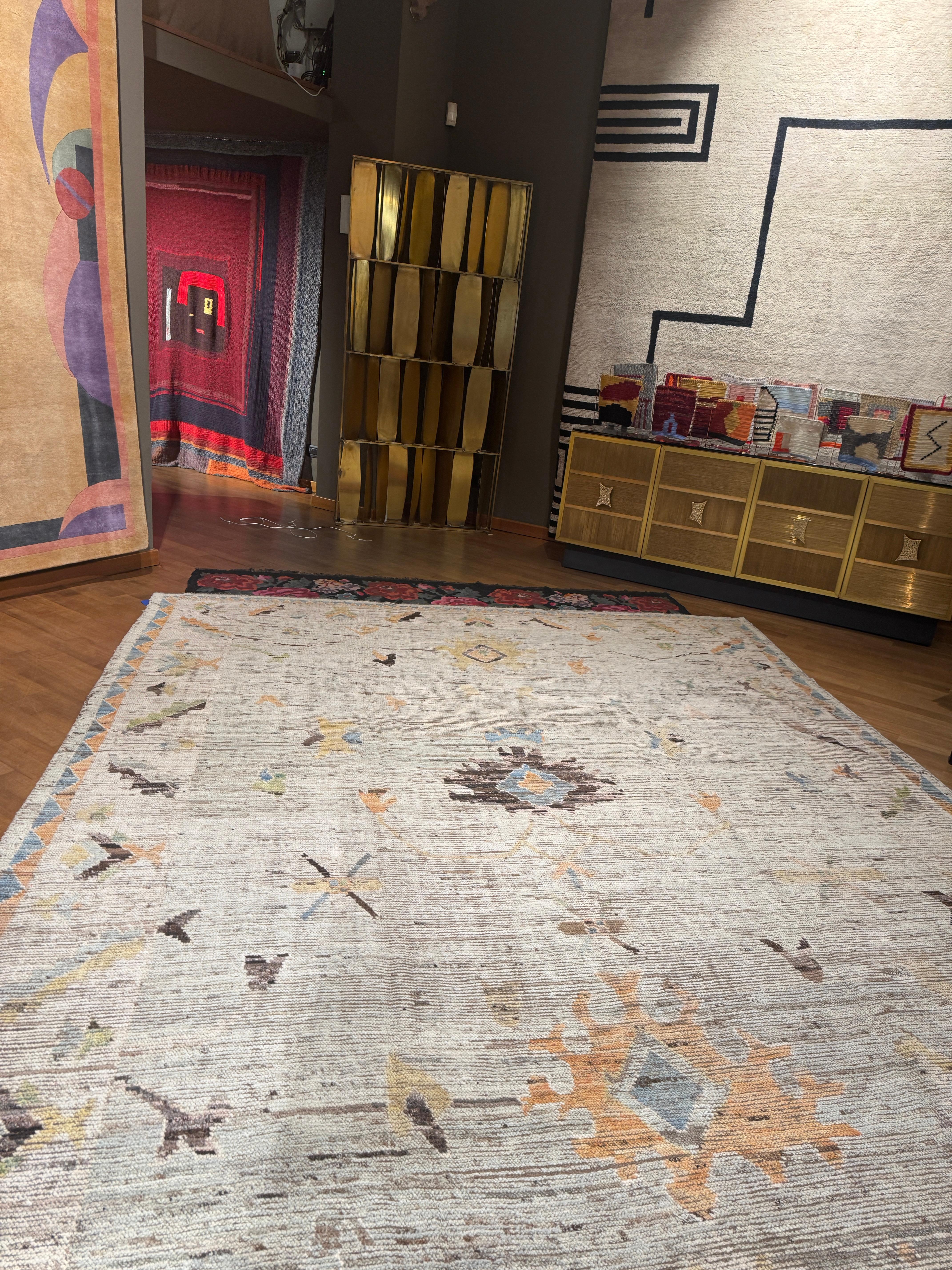 Softly Coloured Contemporary Oushak Rug by Alberto Levi Gallery For Sale 4