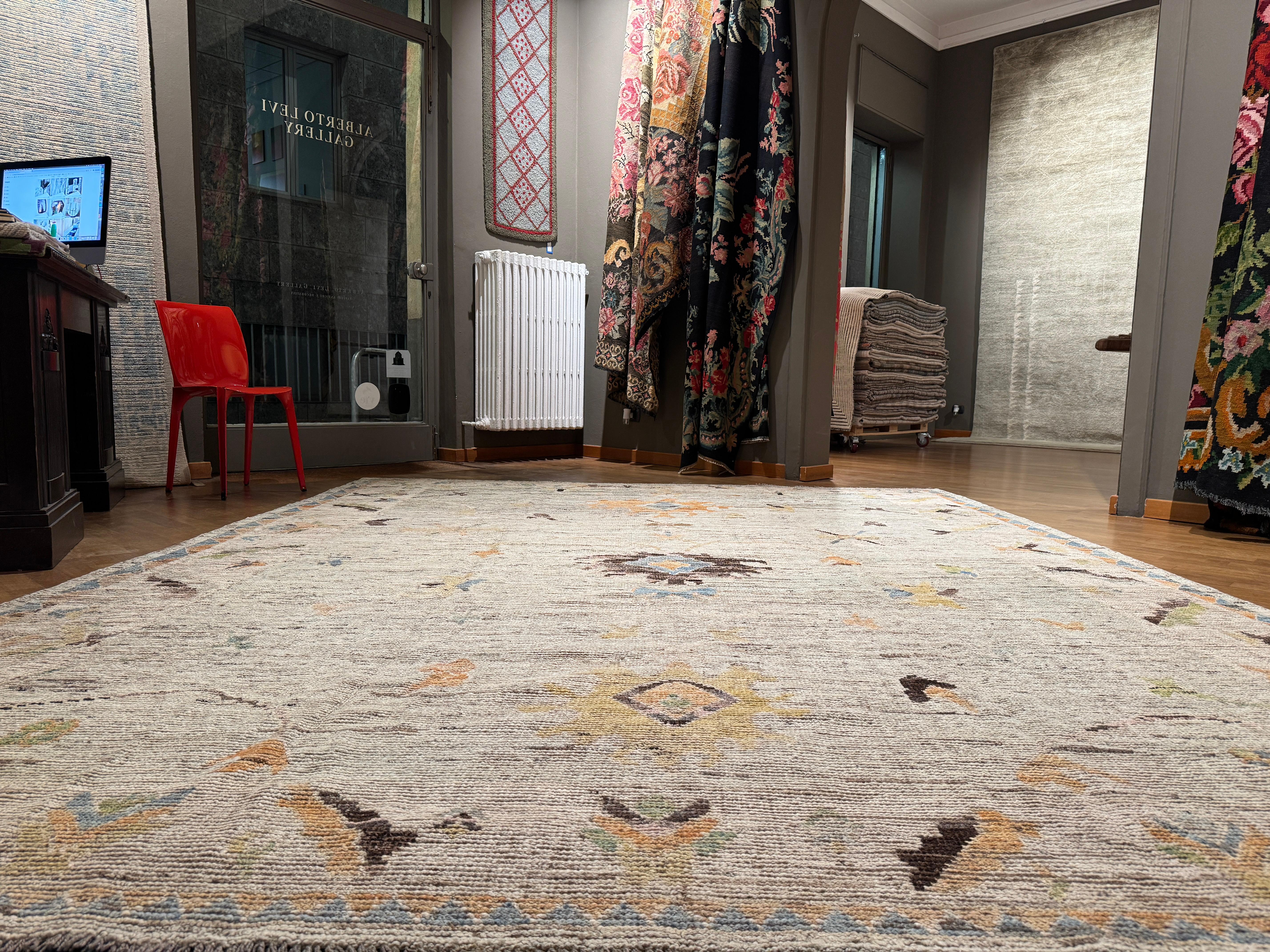 Softly Coloured Contemporary Oushak Rug by Alberto Levi Gallery For Sale 8