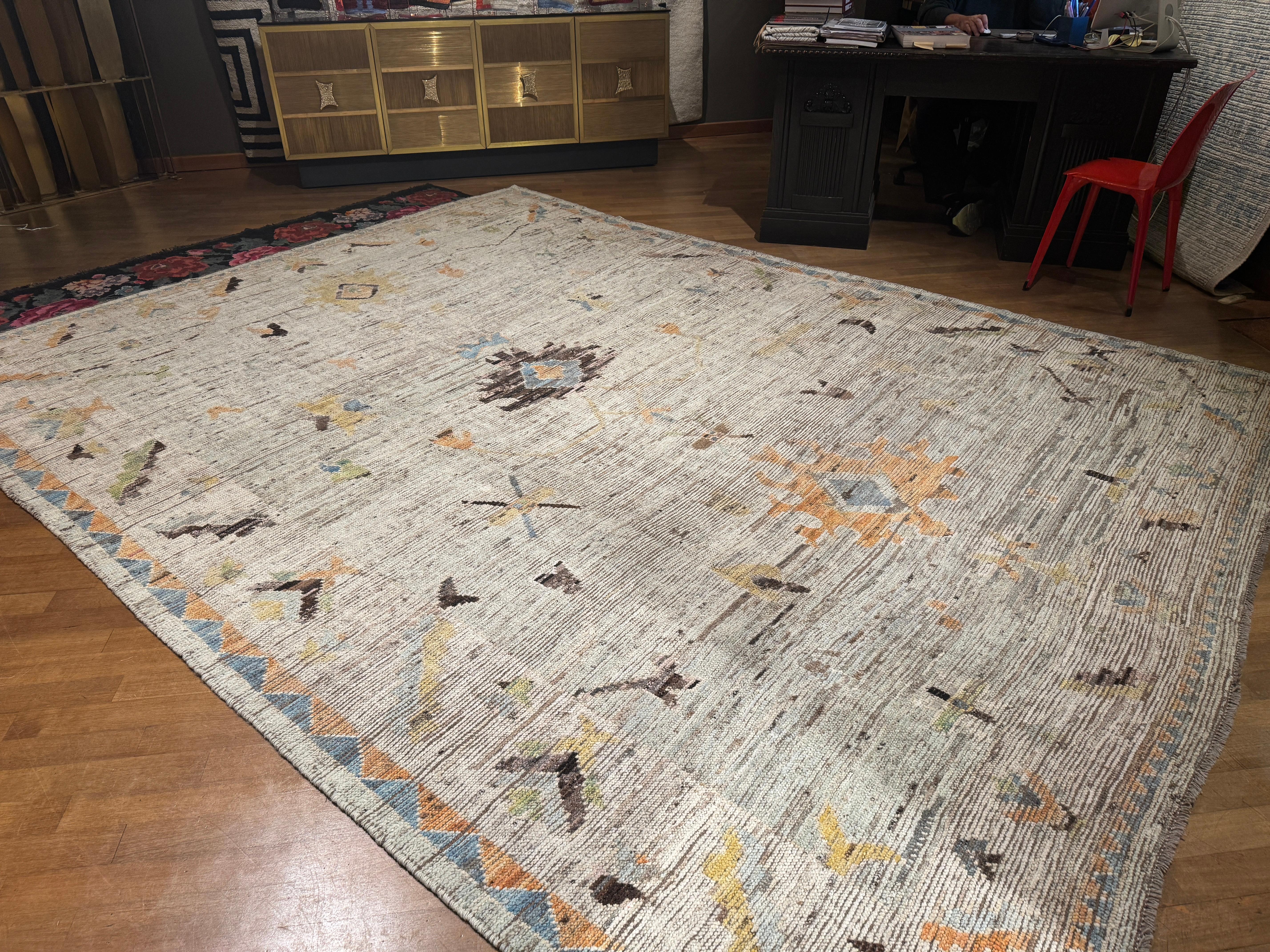 Softly Coloured Contemporary Oushak Rug by Alberto Levi Gallery For Sale 11