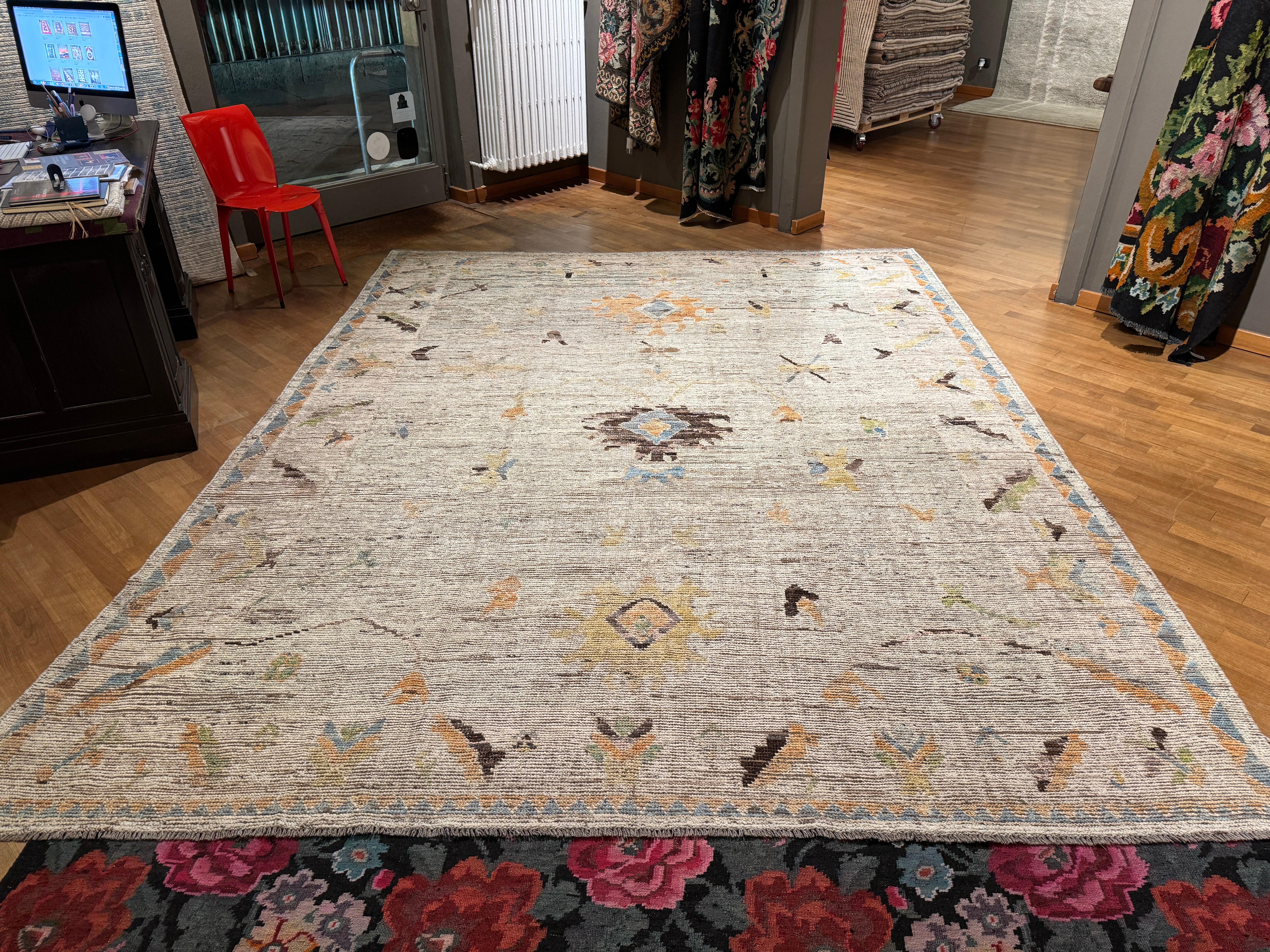 Softly Coloured Contemporary Oushak Rug by Alberto Levi Gallery For Sale 13