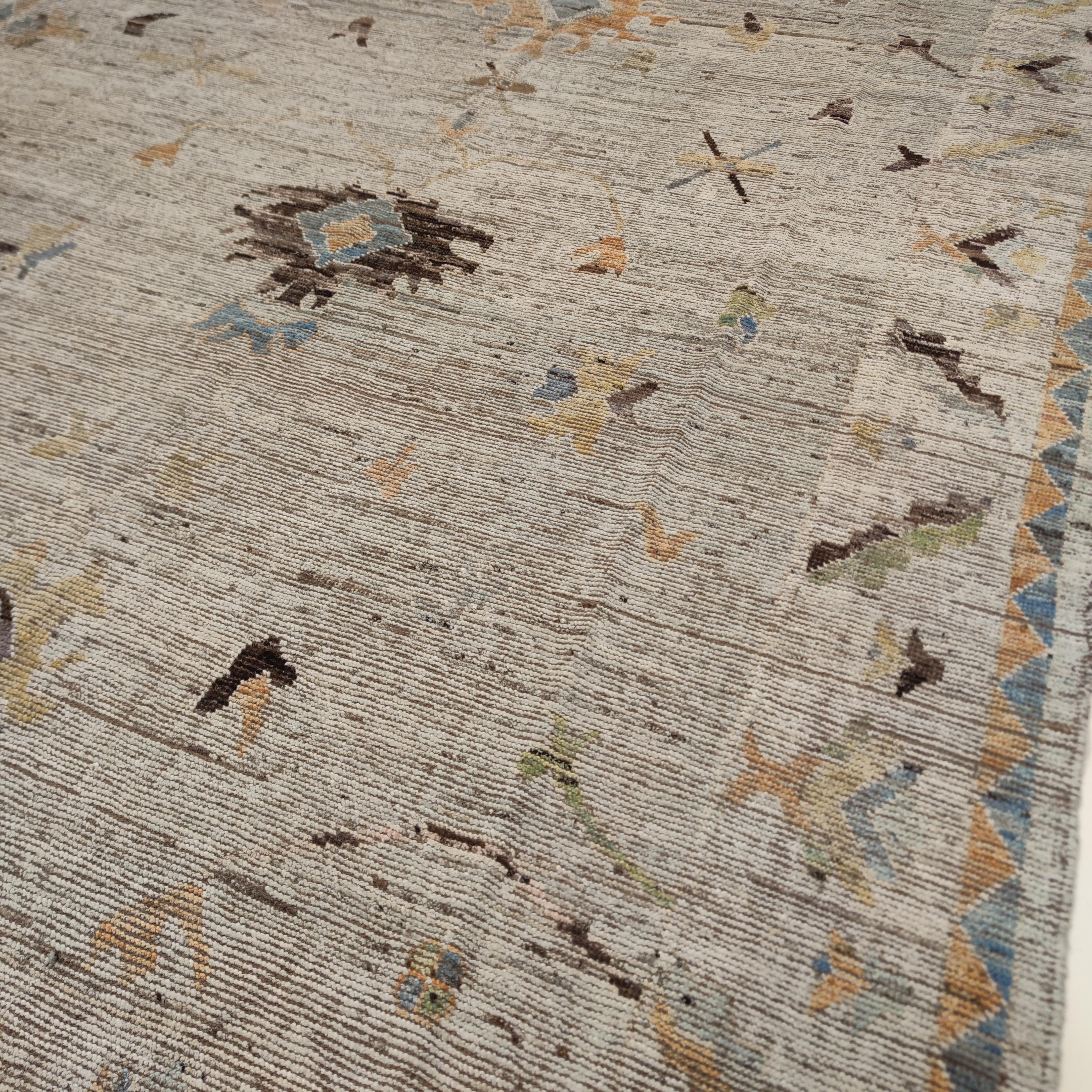 Hand-Knotted Softly Coloured Contemporary Oushak Rug by Alberto Levi Gallery For Sale