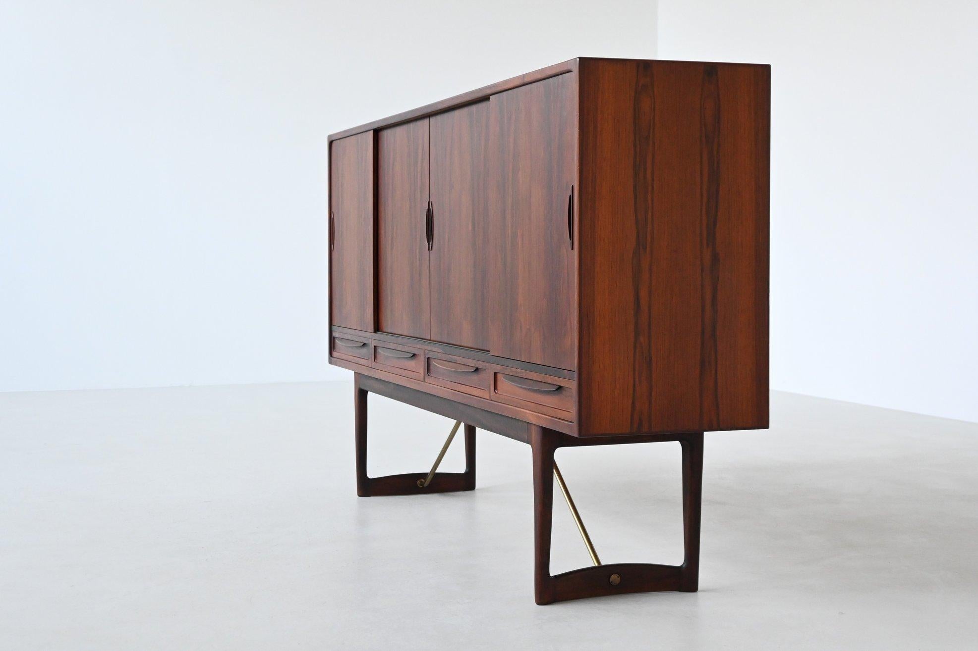 Scandinavo moderno Credenza a gambe incrociate Sofus Jorgensen in palissandro Nyrup Danimarca 1960 in vendita