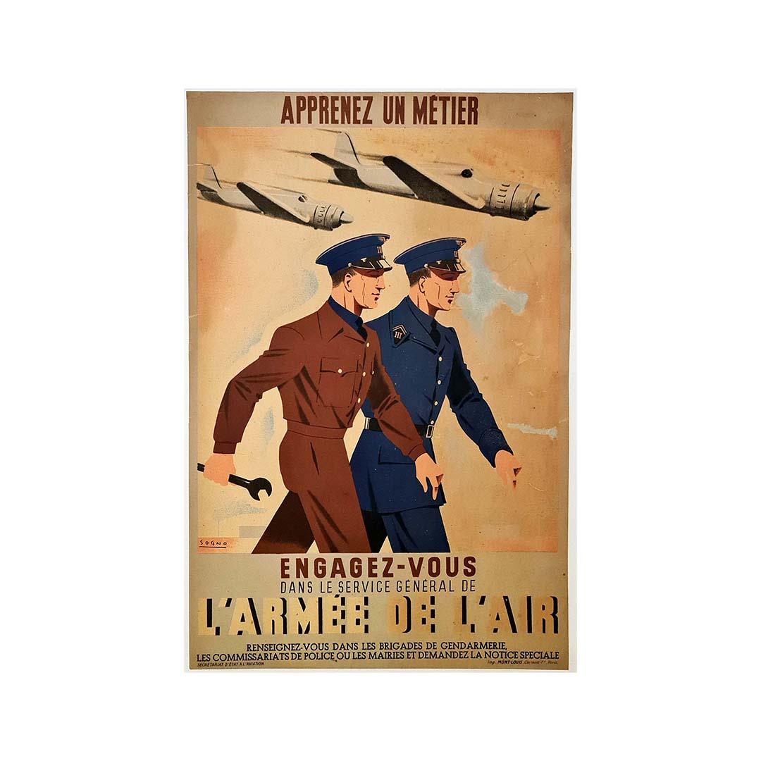 1941 Original poster by the Ministry-Secretary of State for War - Armée de l'air - Print by Sogno