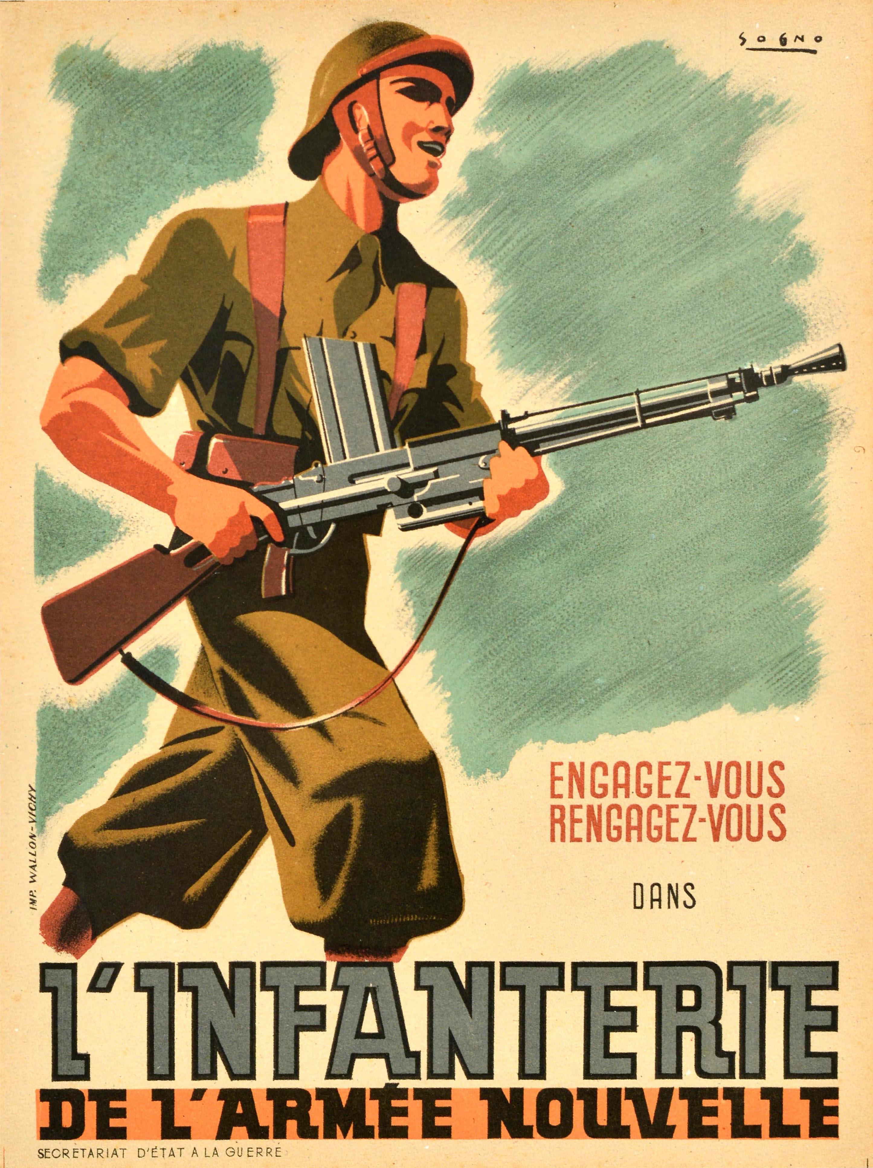 Sogno Print – Original-Vintage-Poster, „ Join The New Army Infantry l'Infanterie De l'Armee“, Zweiter Weltkrieg