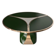"Sogno" Round Table with Stainless Steel and Bronze, Handmade, Istanbul