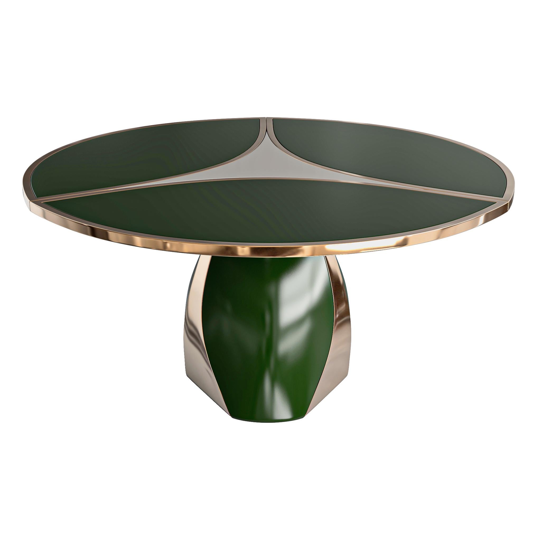 Runder Tisch „Sogno“ aus Edelstahl und Bronze mit Edelstahl, handgefertigt, Istanbul (Türkisch) im Angebot