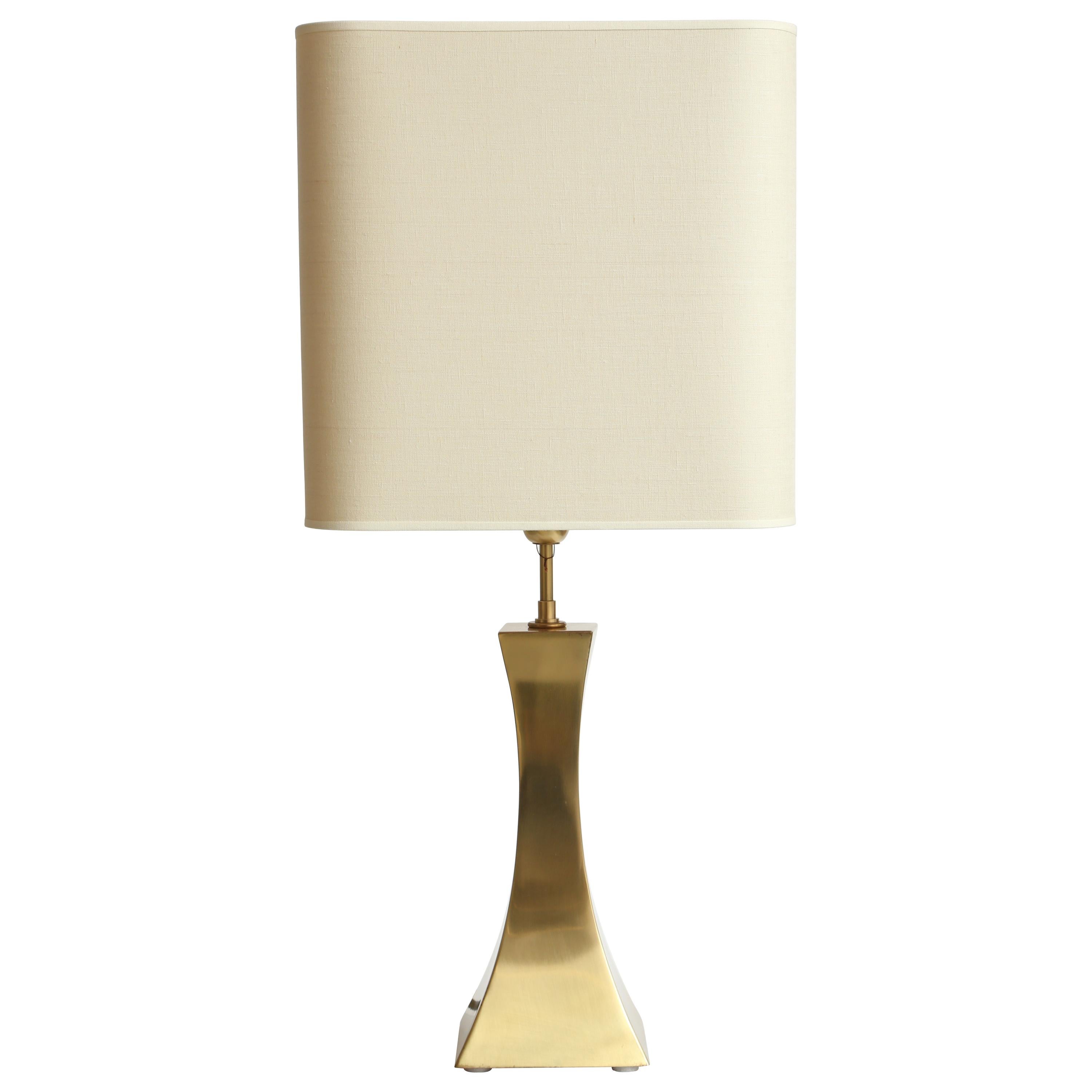 Sogno Table Lamp with Brass Base and White Fabric Lampshade For Sale