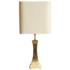 Sogno Table Lamp with Brass Base and White Fabric Lampshade
