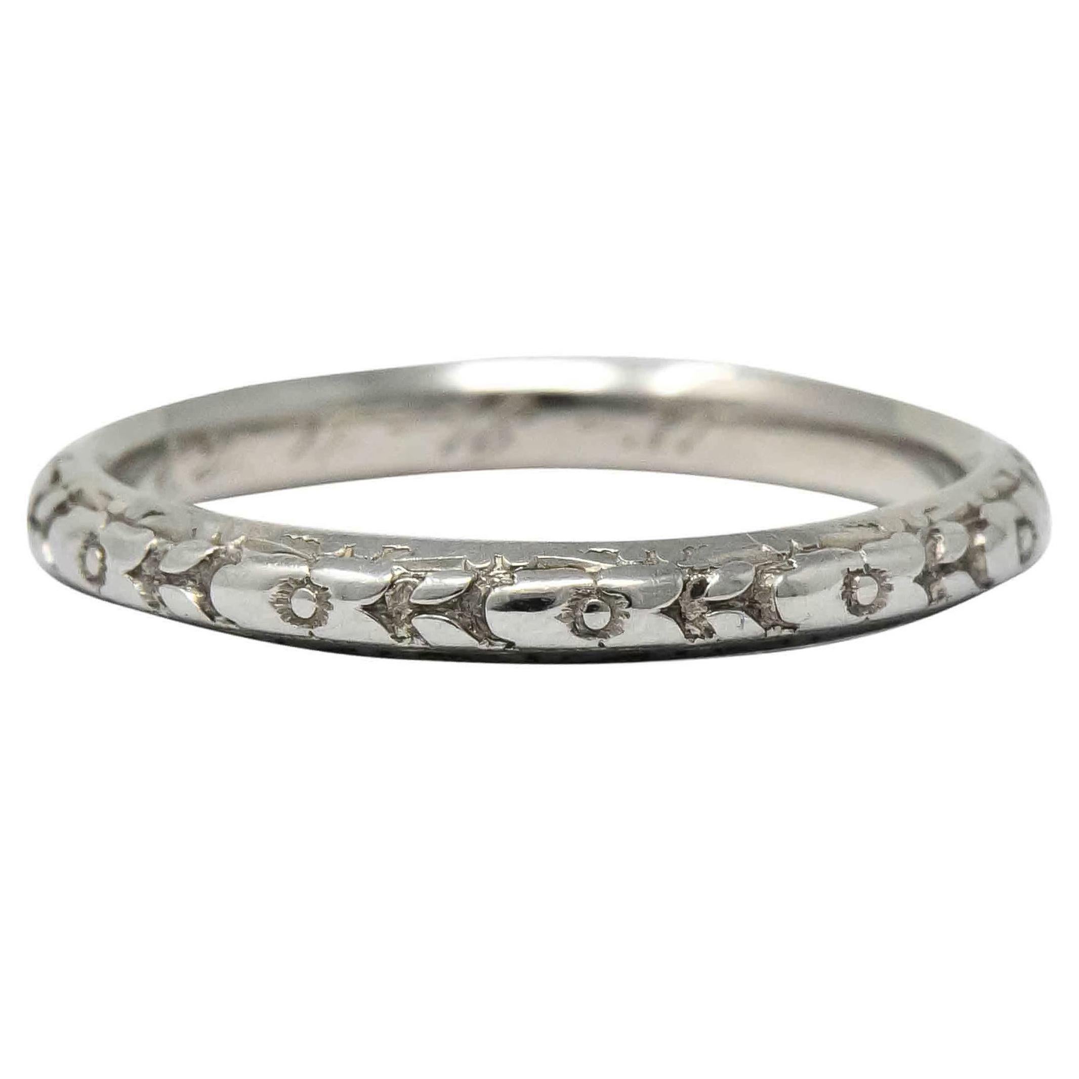 Sohengrin 1931 Art Deco 18 Karat White Gold Orange Blossom Band Stack Ring