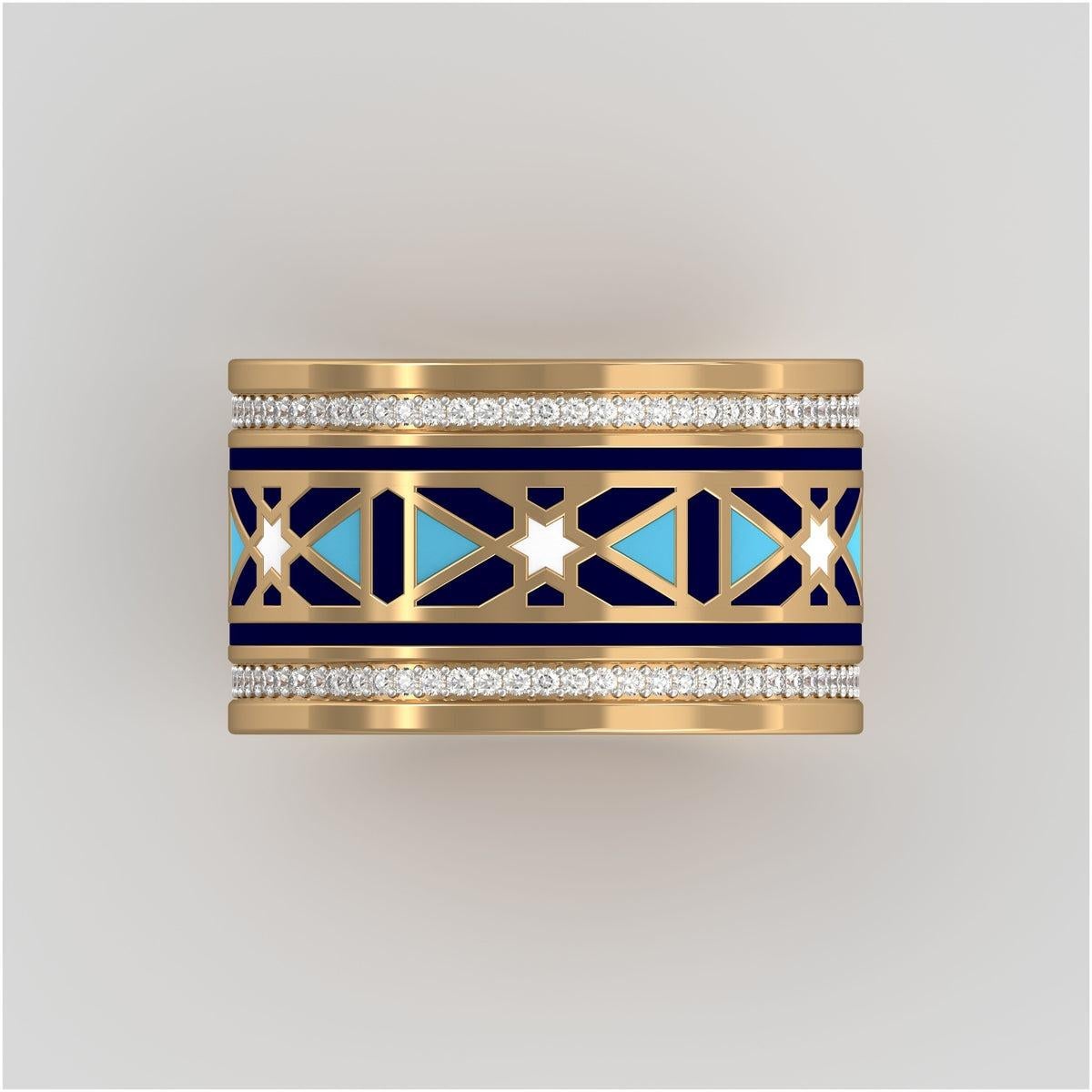 For Sale:  SOHNAA 18kt Gold Diamond Enamel Miraas Emira Double Line Diamond Ring 2