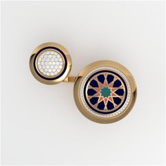SOHNAA Bague double ronde Miraas Omaira en or 18 carats avec diamants et émail Moyen