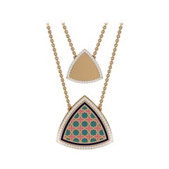 SOHNAA 18kt Gold Diamond Enamel Miraas Omaira Trillion Chain Pendant