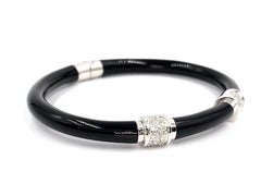 Soho 18 Karat White Gold Diamond and Enamel Bangle Bracelet