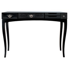 Consolle nera SOHO - Wood artigianale, ottone foglia oro e vetro - Boca Do Lobo