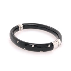 Soho Black Enamel Bangle Bracelet with Diamonds