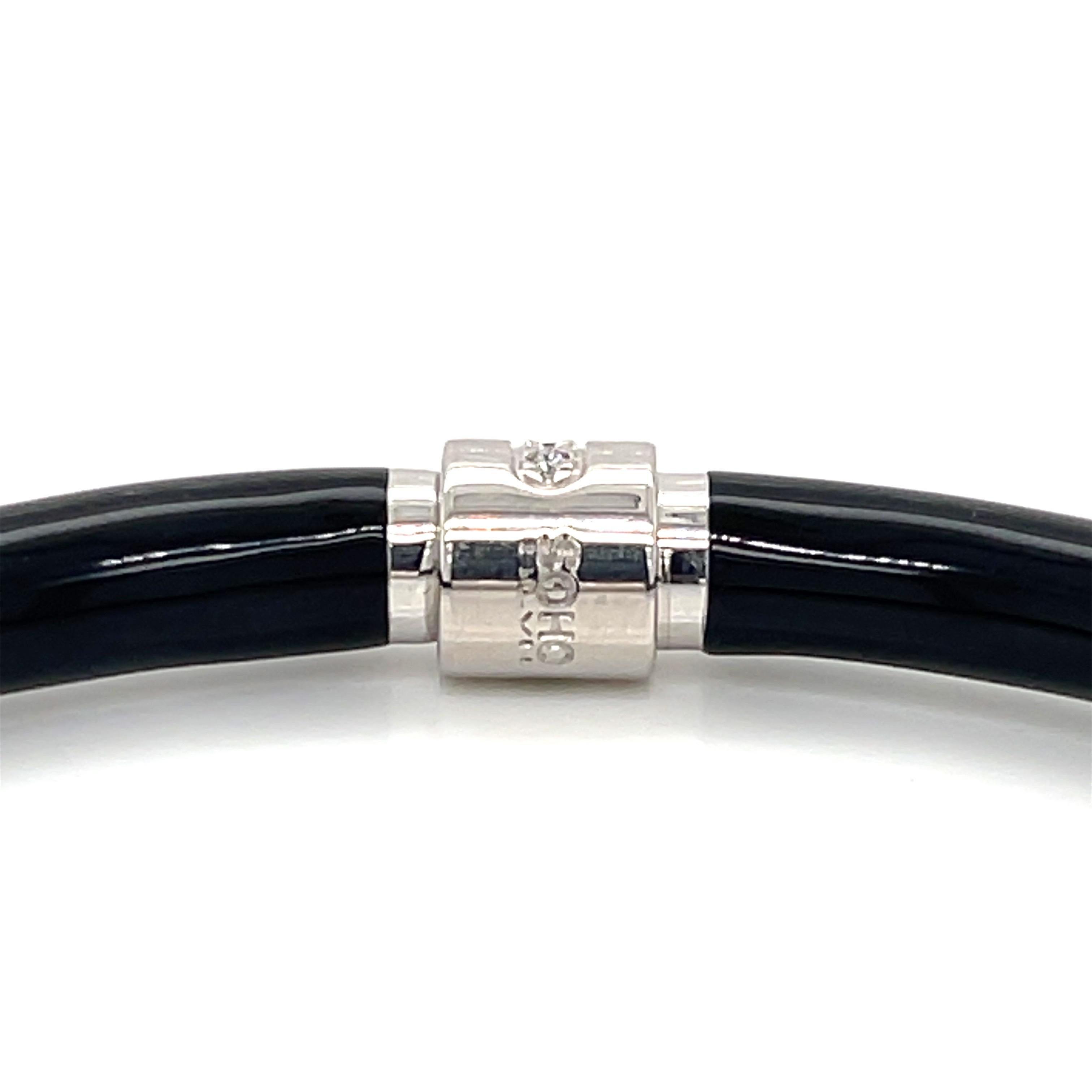 Modern SOHO Black Enamel Diamond Station Bangle